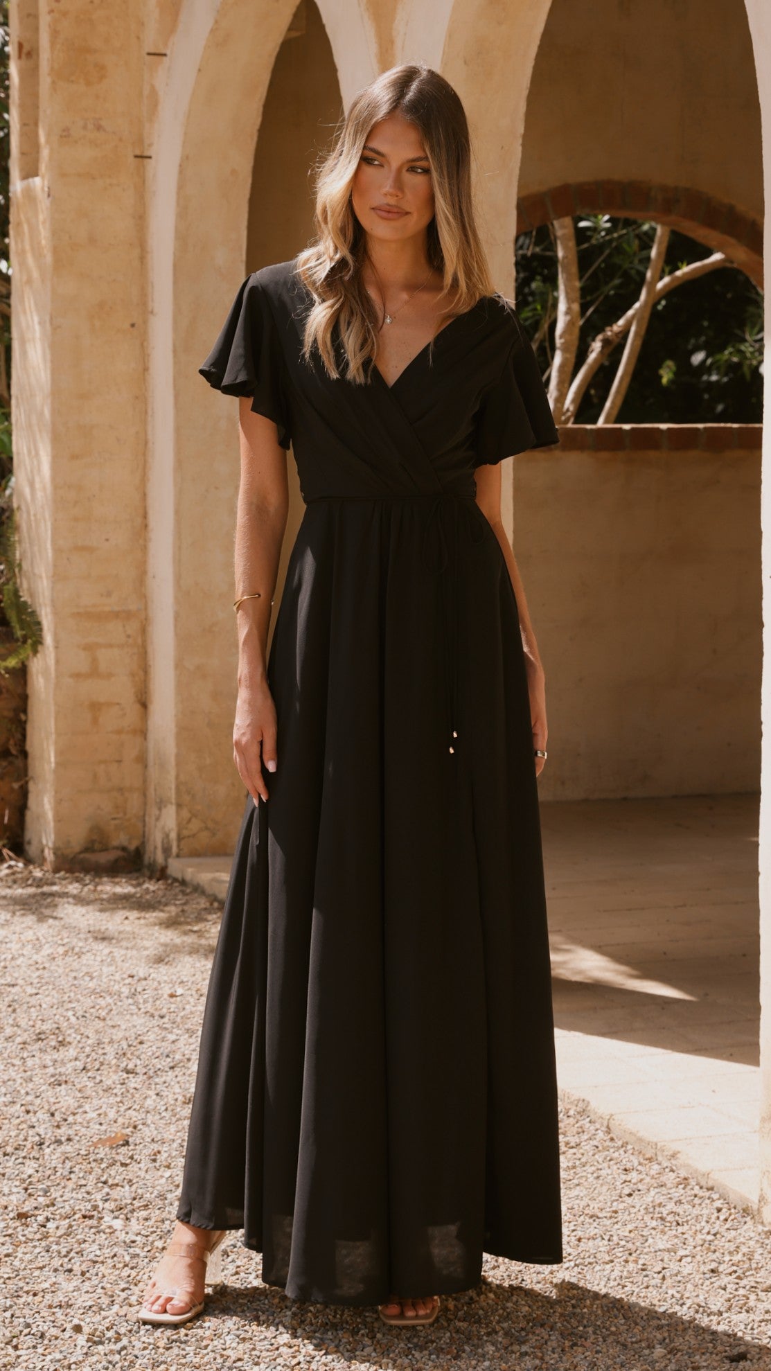 Charlize Maxi Dress for Women - Elegant Black Long Flowy Dress for Summer, Beach, Party & Evening Wear