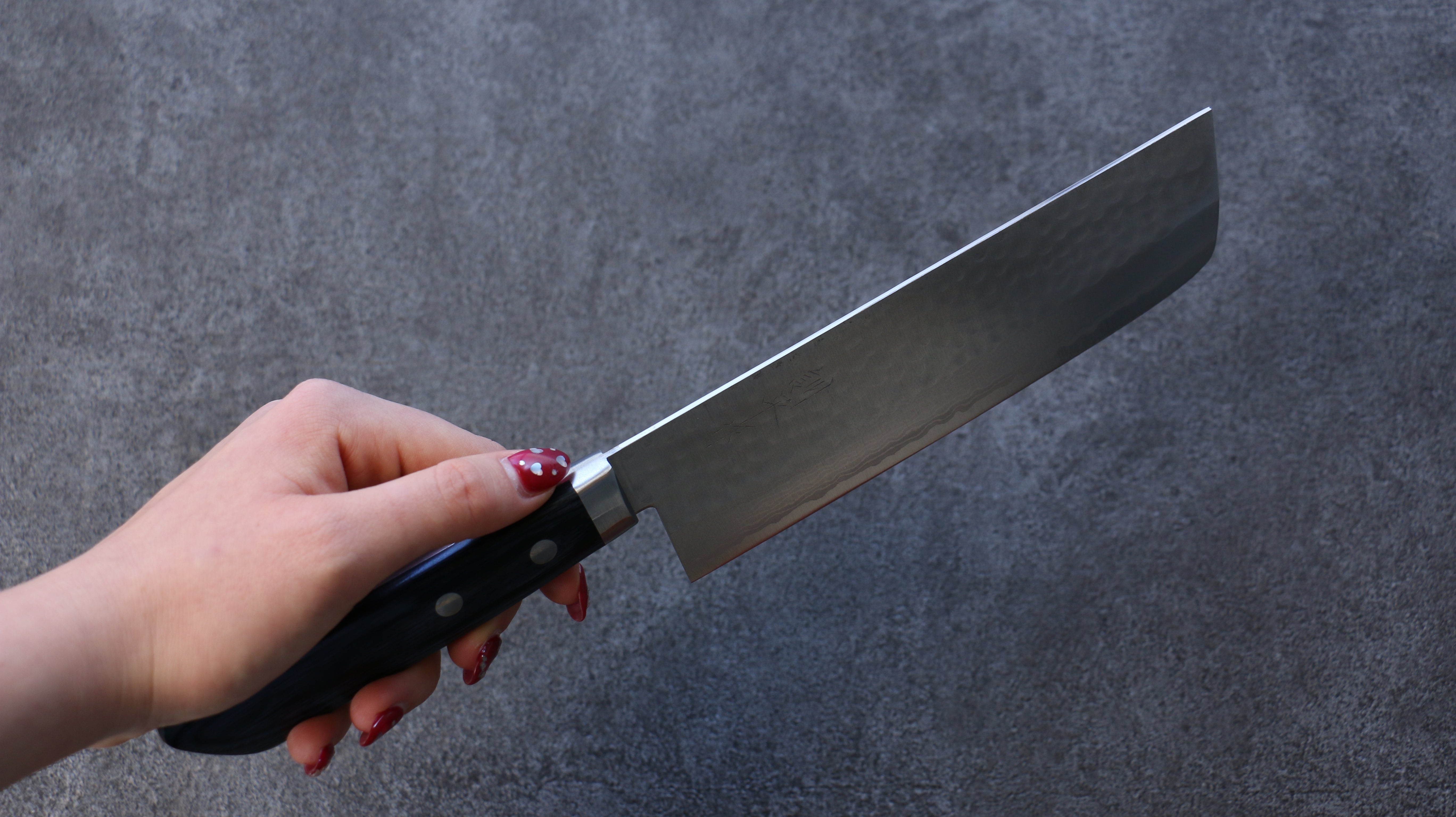 Premium Kunihira Kokuryu VG10 Hammered Nakiri Knife 165mm - Japanese Blue Pakkawood Handle - Professional Chef & Home Cooking Vegetable Chopper - Perfect for Slicing, Dicing & Precision Cutting