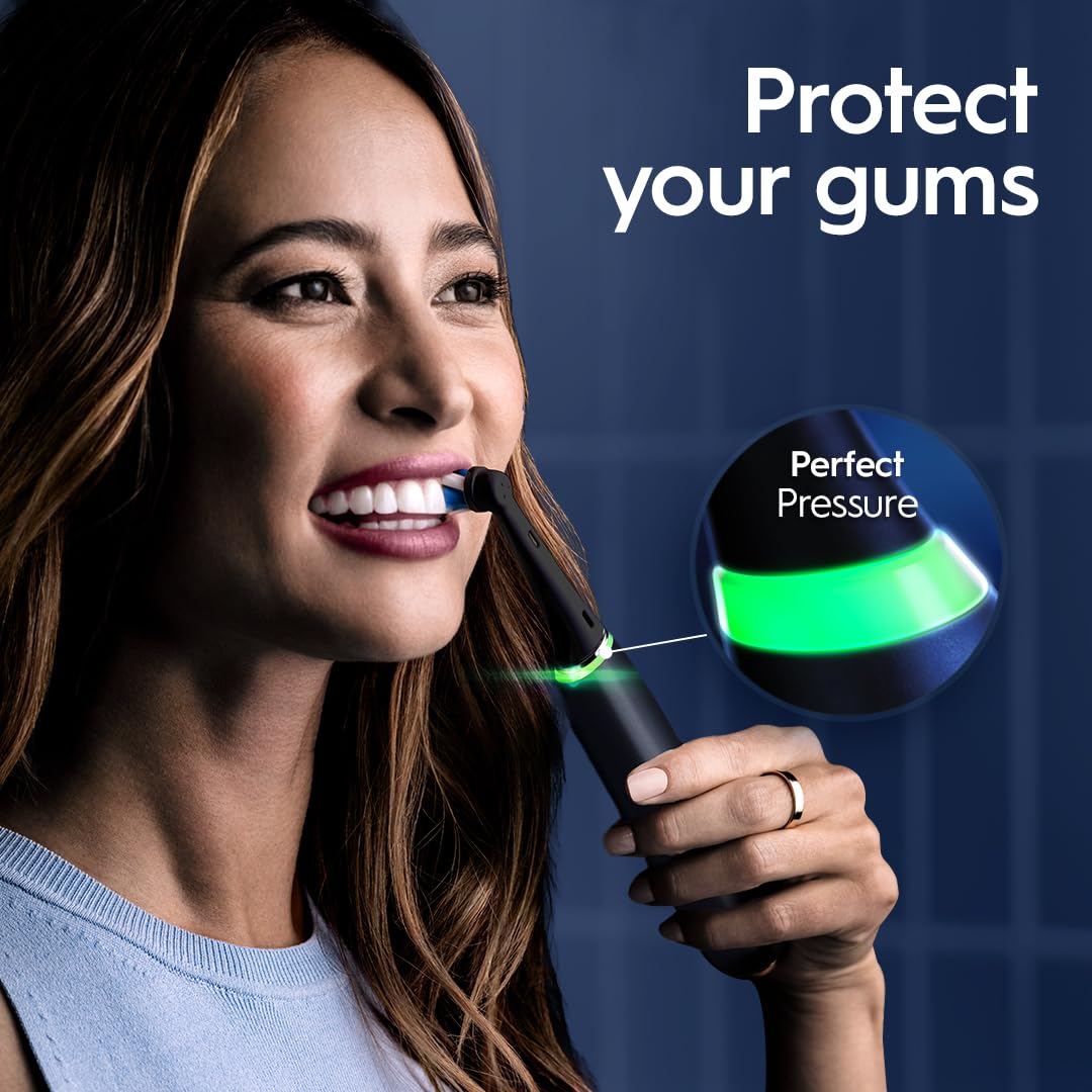 Oral-B iO Series 9 Electric Toothbrush with 4 Brush Heads, Aqua Alabaster - Smart Pressure Sensor & AI Cleaning for Professional Dental Care at Home
