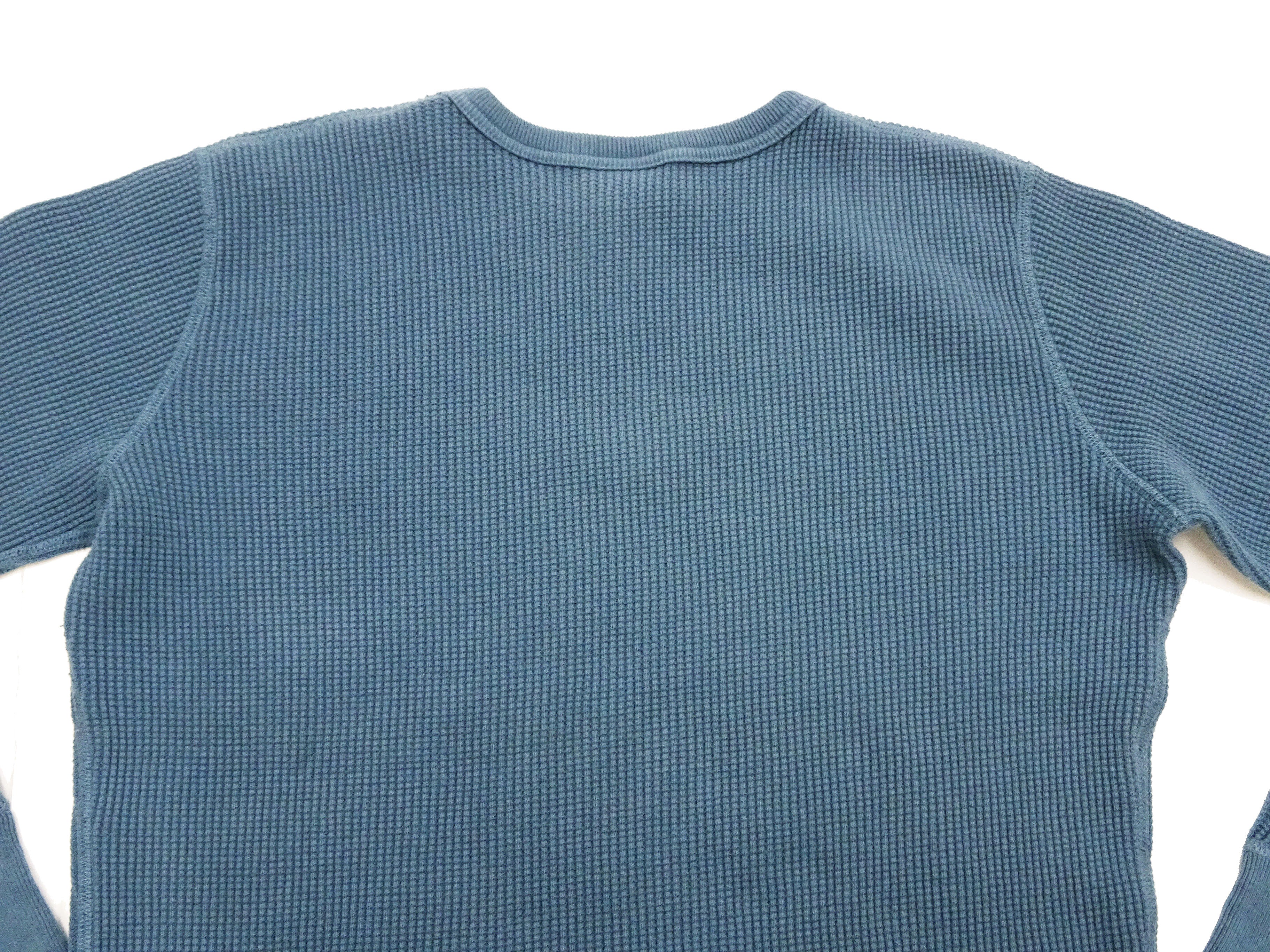 Studio D'artisan Men's Waffle Knit Thermal T-Shirt - Heavyweight Long Sleeve Crew Neck Casual Tee in Faded Blue (Style 9936) | Perfect for Winter Layering, Outdoor Activities & Everyday Wear