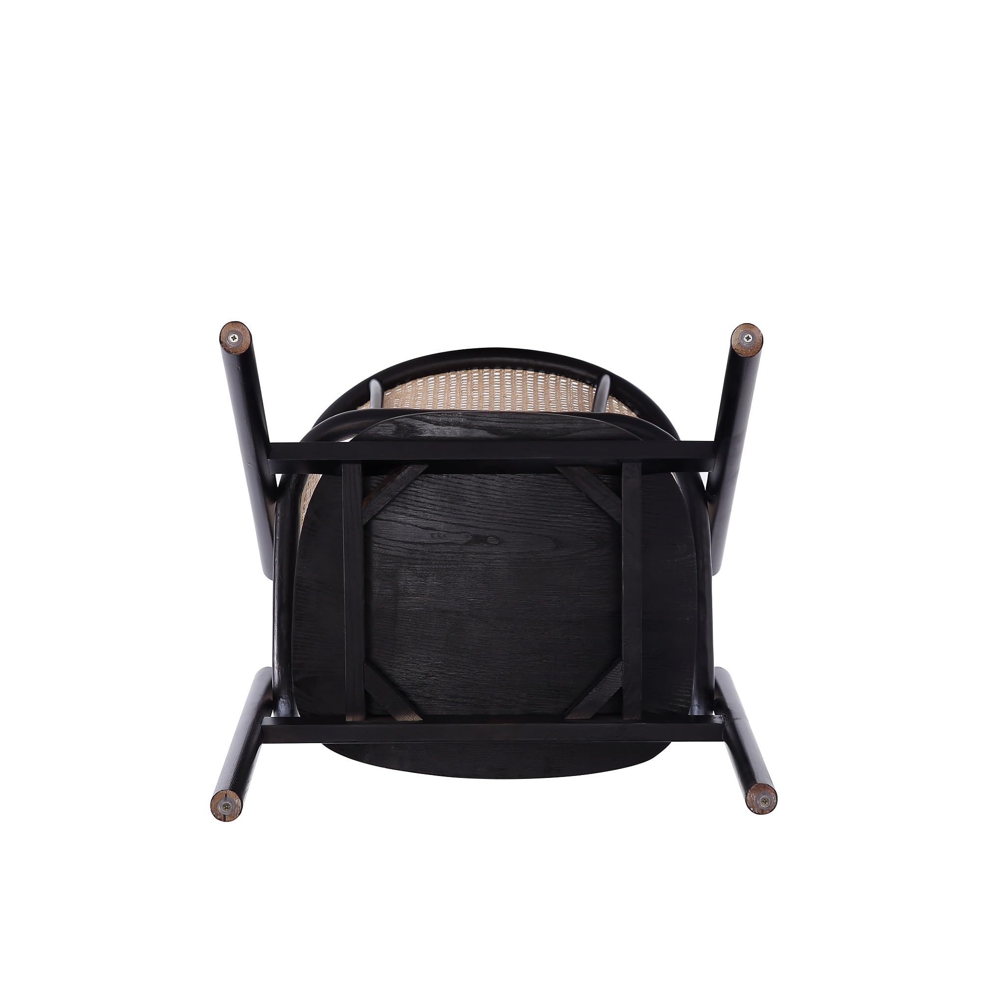 Versailles Rattan Cane Accent Chair - Solid Ash Wood Frame, Ergonomic Curved Seat, Fully Assembled Armchair for Living Room, Bedroom or Patio - Black/Natural - Stylish Home Decor & Comfortable Seating Solution
