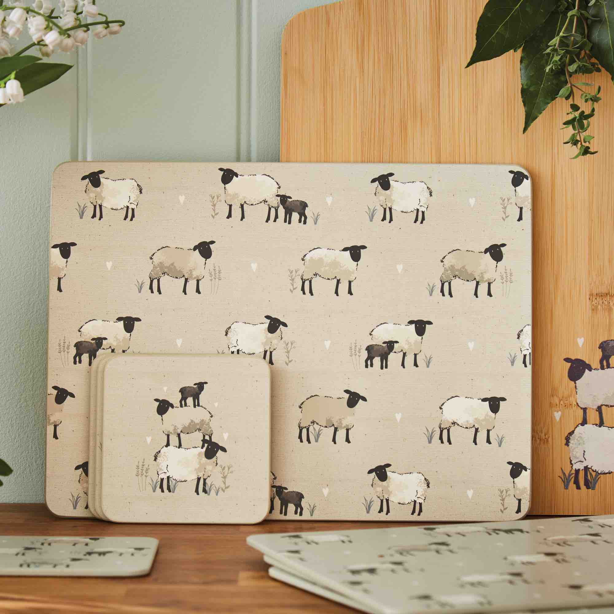 Premium Highland Sheep 4-Pack Placemats - Waterproof & Non-Slip Dining Table Mats for Farmhouse, Rustic Kitchen Decor - Perfect for Dinner Parties, Holiday Gatherings & Everyday Use