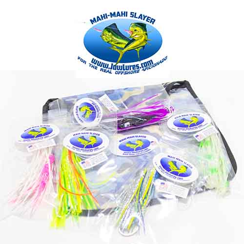 Jaw Lures Mahi Slayer 5-Pack Rigged Lure Kit for Saltwater Fishing - Perfect for Offshore Trolling and Mahi Mahi Fishing