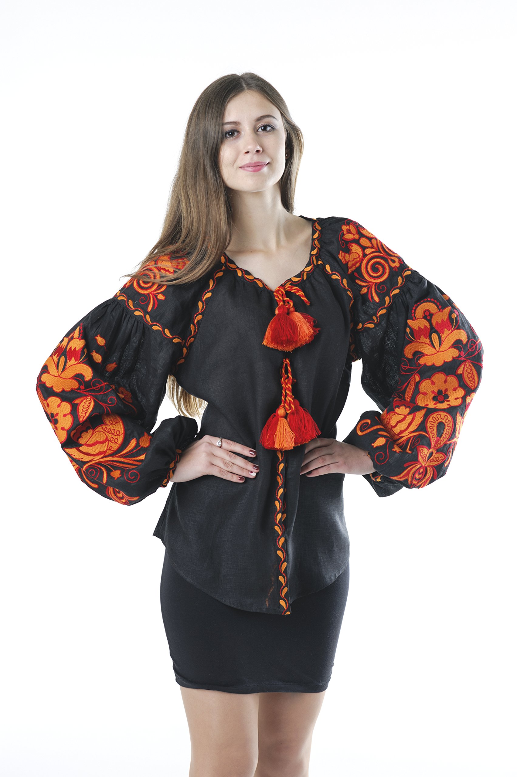 Ukrainian Embroidered Linen Blouse - Women's Boho Ethnic Fashion Top - Natural Linen Shirt for Casual Wear, Summer Outfits & Festival Style