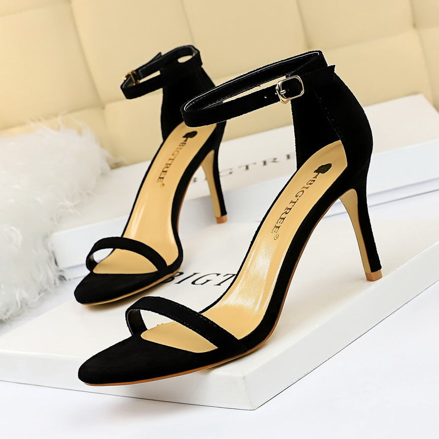 Sexy Open Toe Stiletto High Heel Sandals for Women - Suede Nightclub Heels with Simple Fashion Design | Perfect for Parties, Clubs & Evening Events
