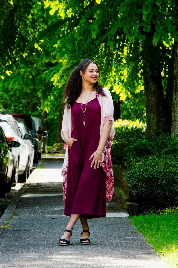 Joanna Jumpsuit - Women's Burgundy Linen Bamboo Romper | Comfortable & Stylish for Summer Outings, Beach Vacations & Casual Wear
