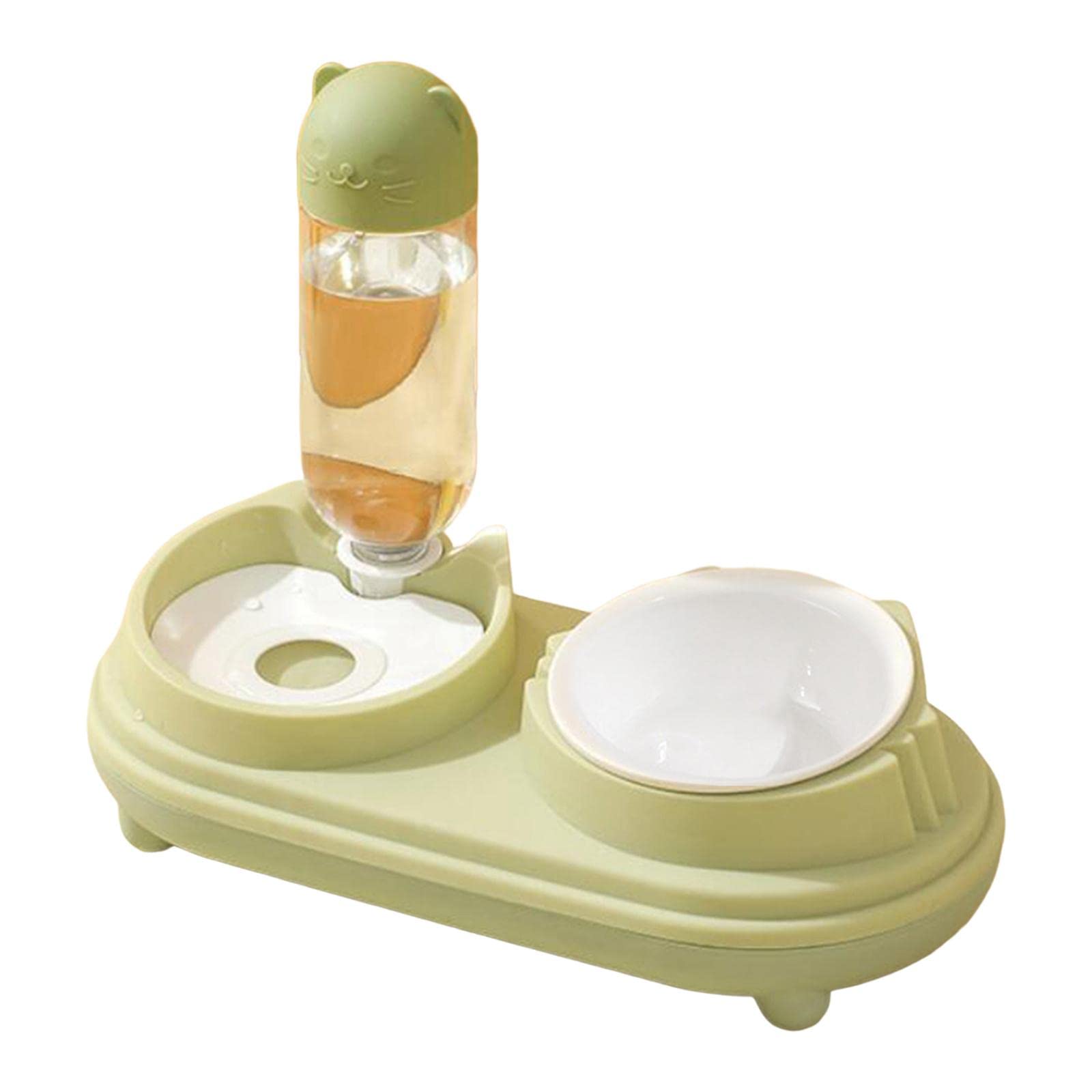 SECRET DESIRE Pet Drinking Fountain - Tilted Cat Food Bowl for Small & Medium Dogs, Rabbits - Green - Perfect for Indoor Feeding & Hydration Station