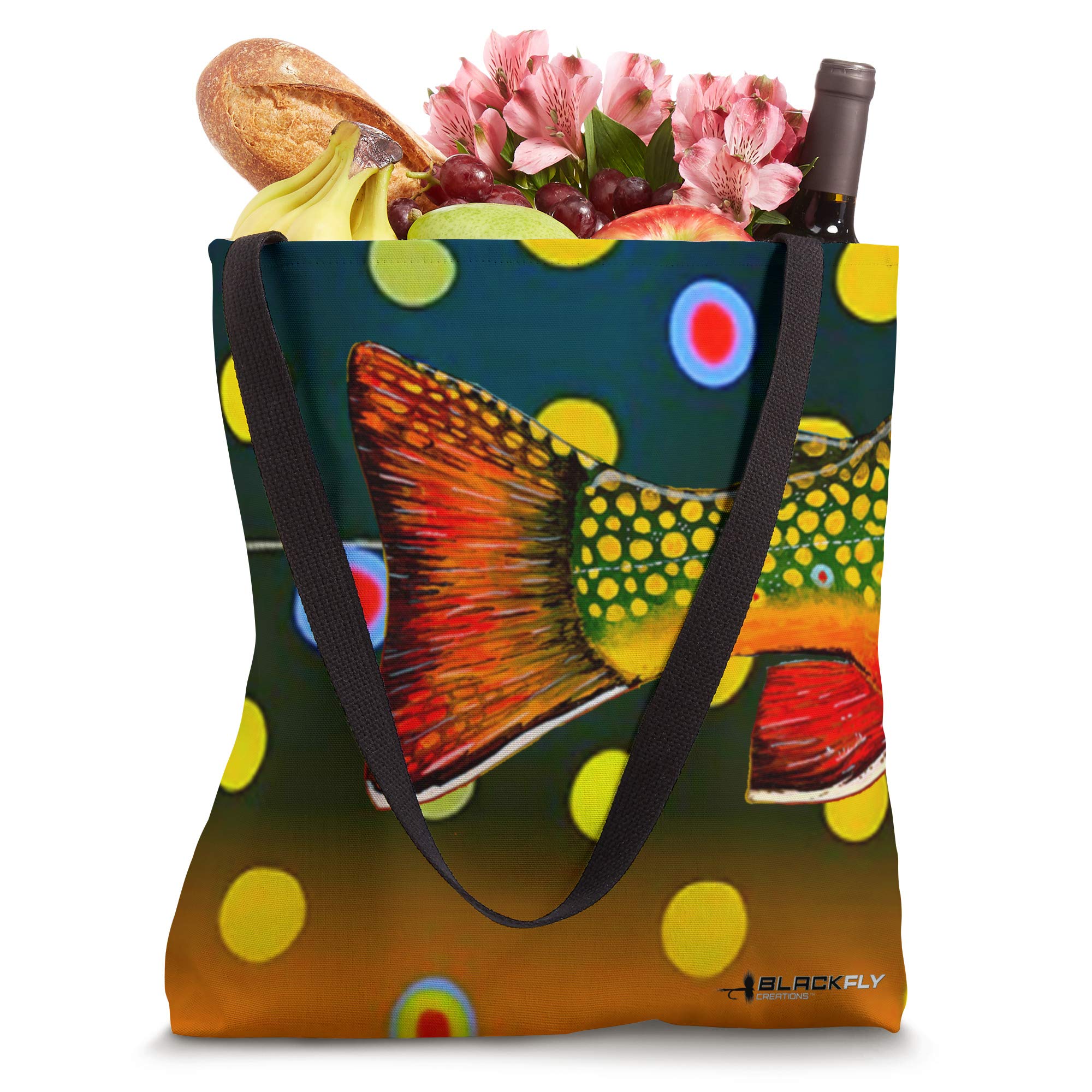 Black Fly Brook Trout Skin Fly Fishing Tote Purse & Gear Bag - Waterproof Fly Fishing Accessories for Women & Men - Perfect for Streamside, Boat Trips & Outdoor Adventures