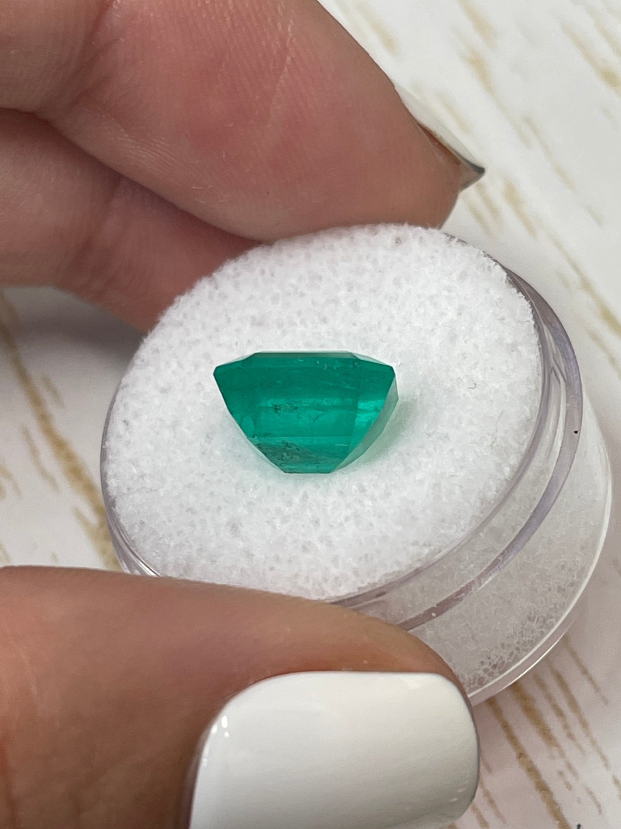 4.75 Carat Minor Oil 10x10mm Deep Bluish Green Natural Loose Colombian Emerald Asscher Cut Gemstone for Jewelry Making & Engagement Rings