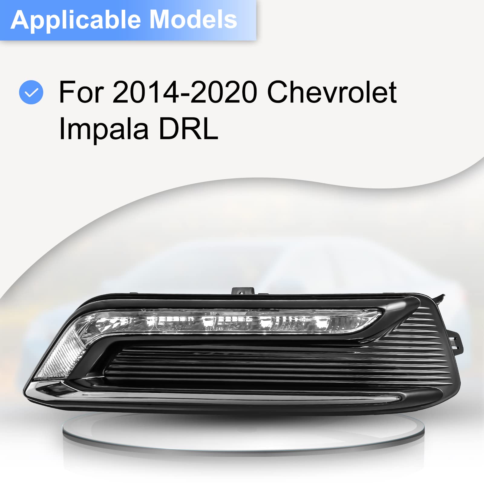 ROXX LED Fog Lights Kit for 2014-2020 Chevy Impala - OEM Style DRL Fog Lamps with Bezel, Wiring Harness & Switch - Perfect for Night Driving, Off-Road Adventures & Enhanced Visibility