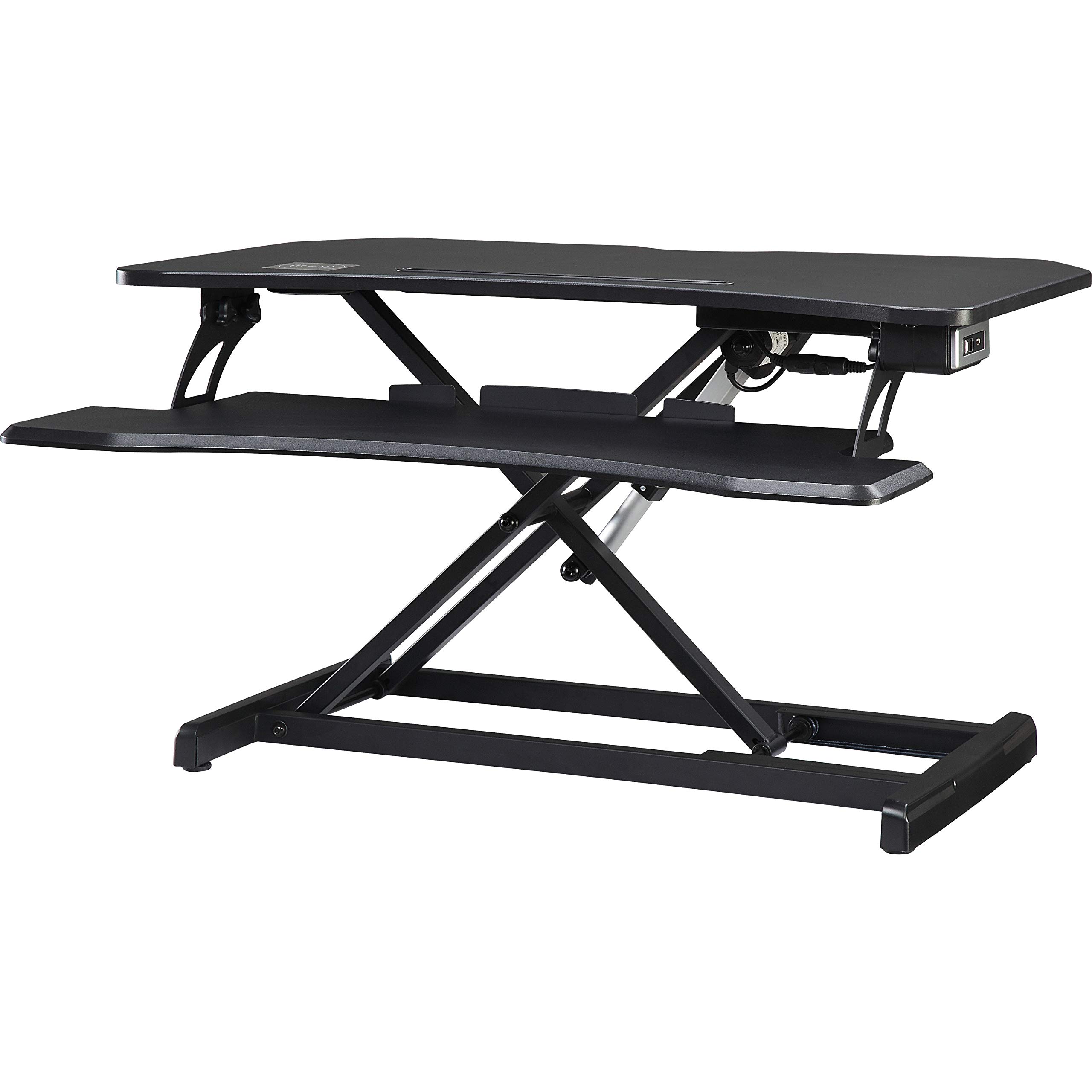 Lorell LLR99530 Black Electric Monitor Riser - Adjustable Height Stand for Computer Screens, Laptops & Workstations - Perfect for Office, Home & Gaming Setup