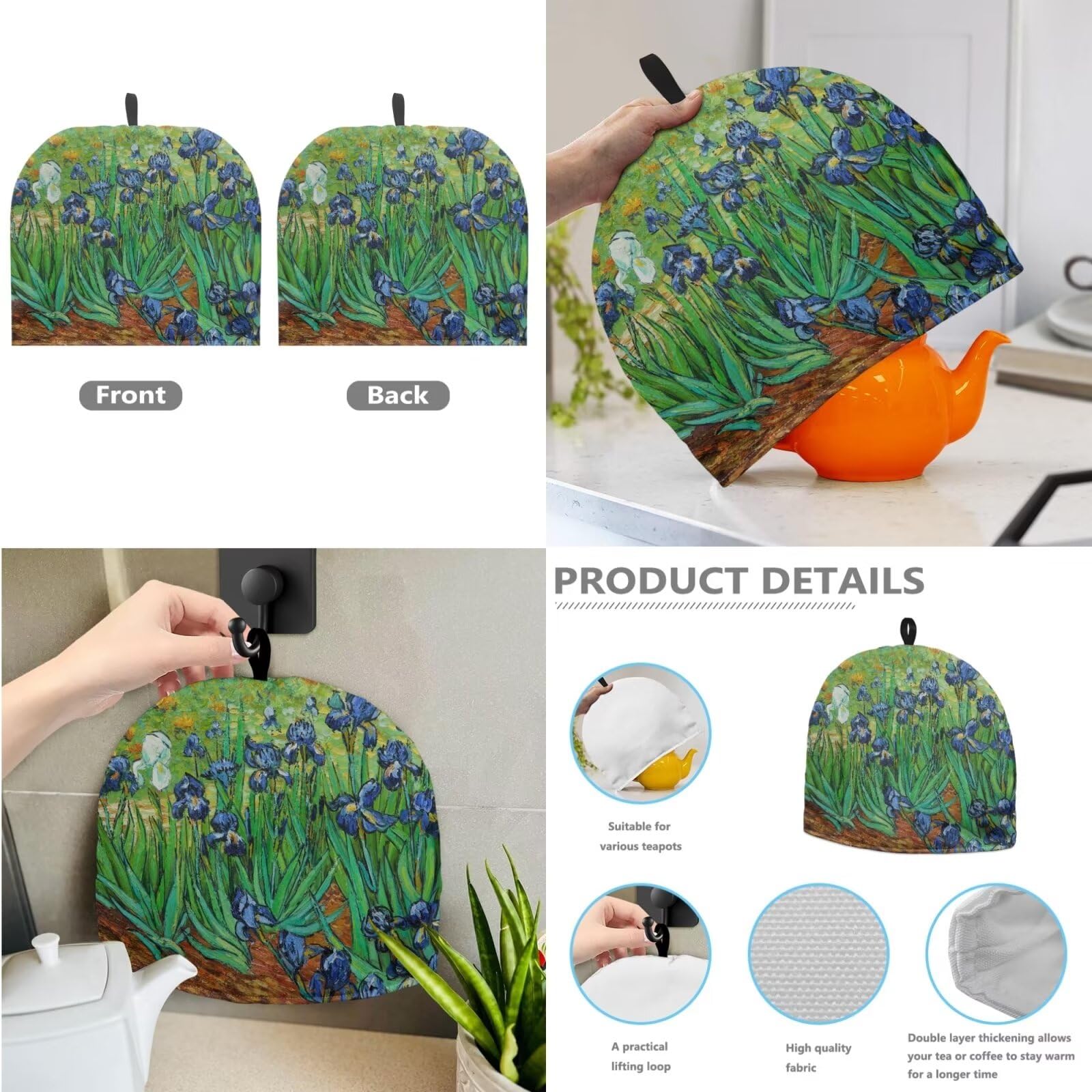 DISNIMO Irise Van Gogh Tea Cozy Set of 2 - Insulated Teapot Cover with Decorative Design for Kitchen & Home, Perfect Gift for Housewives, Friends & Moms - Ideal for Afternoon Tea, Housewarming & Holiday Gifts