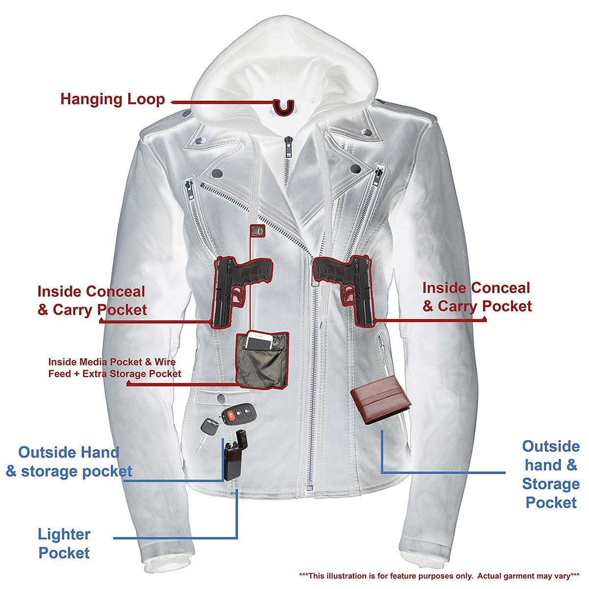 Milwaukee Leather MLL2575 Women's Black Vented Motorcycle Jacket with Removable Hood - Breathable Riding Gear for Commuting & Adventure - Perfect for Urban Biking and Long-Distance Tours