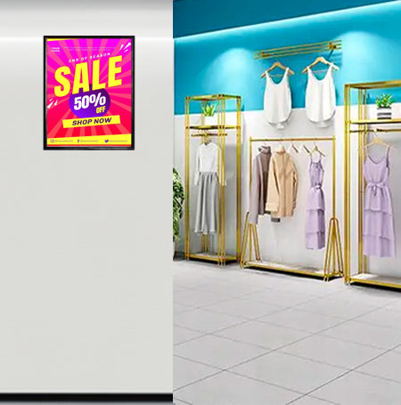8.5x14 Slim Beveled Metal Poster Frame - Top/Side Load Sign Holder for Business Displays & Home Decor