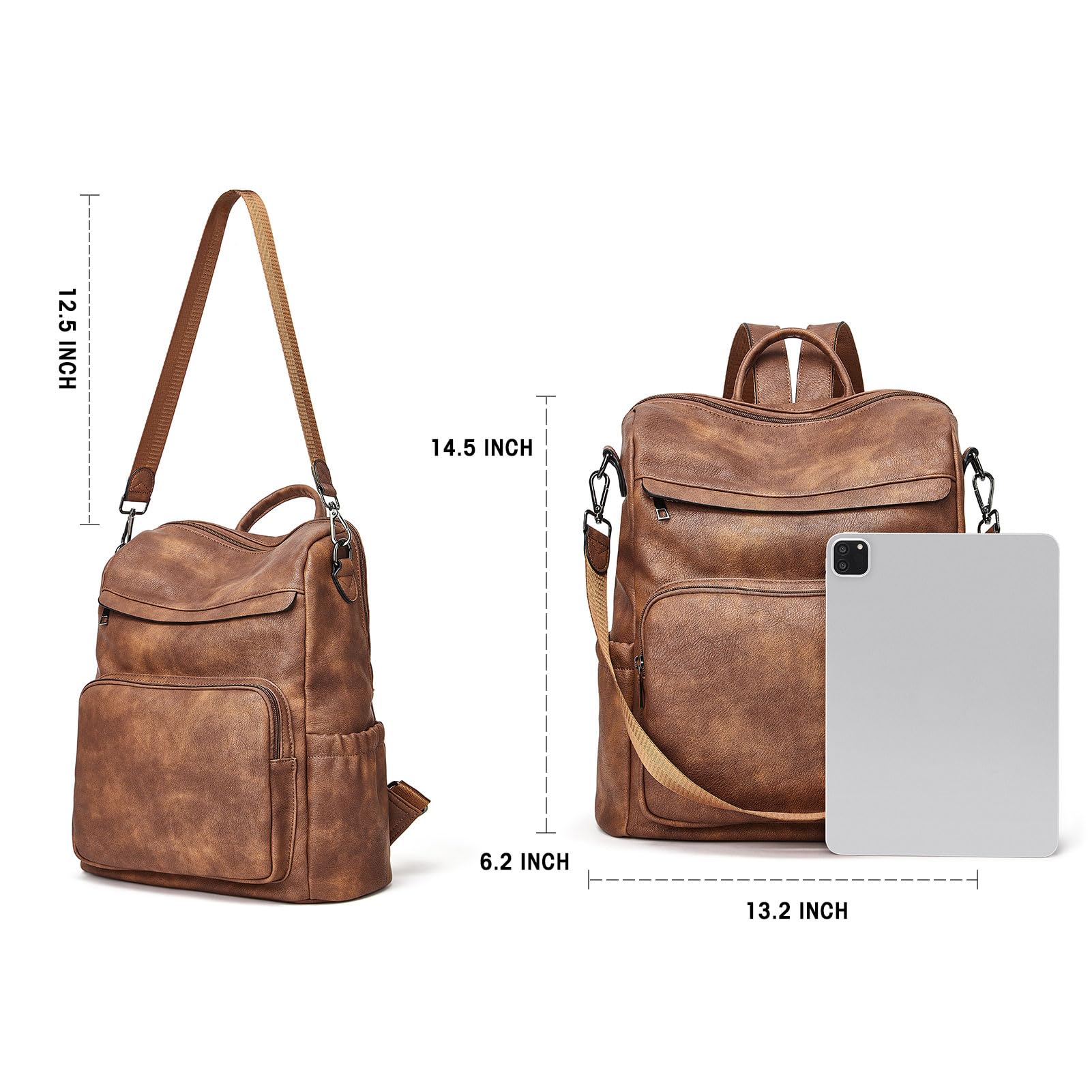 Stylish Leather Convertible Backpack Purse for Women - Large Fashion Designer Shoulder Bag for Travel, Work & Daily Use