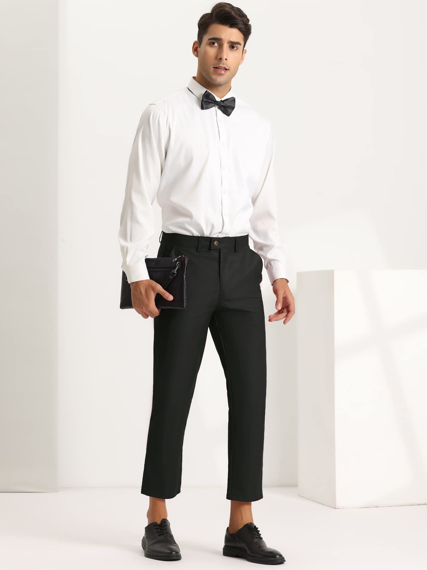 Lars Amadeus Men's Slim Fit Flat Front Dress Pants for Office, Prom & Formal Events - Professional Business Attire & Wedding Guest Outfits