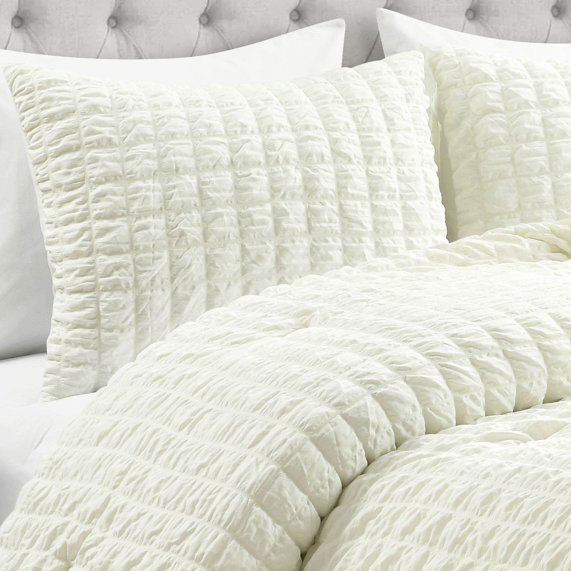 Luxury Crinkle Textured Dobby Comforter Set - Queen Size Bedding with Pillow Shams - Soft & Breathable for All Seasons - Perfect for Master Bedroom, Guest Room & Cozy Home Decor