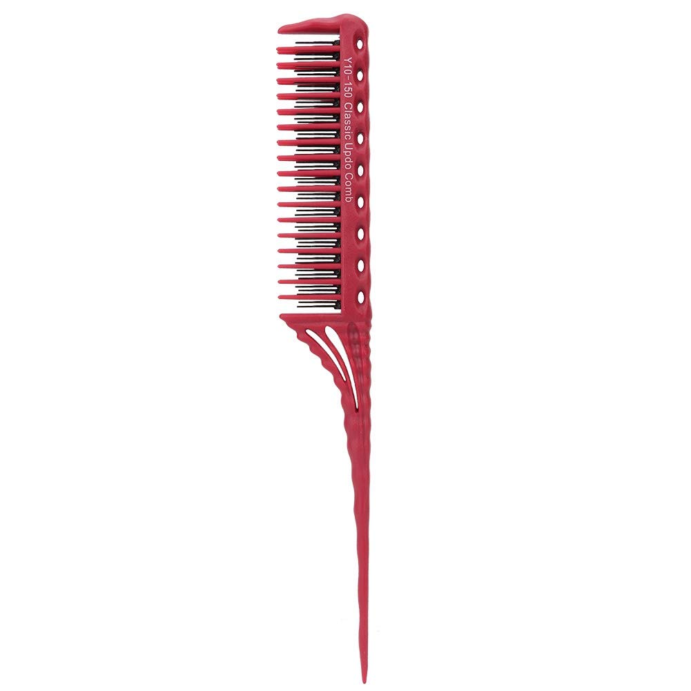 Professional Hair Styling Comb - 3 Row Barber Comb for Salon & Home Use - Detangling, Styling & Modeling Tool - Perfect for Hairdressers & DIY Hair Care (Red) - Great for Salon Treatments, Home Styling & Hair Extensions
