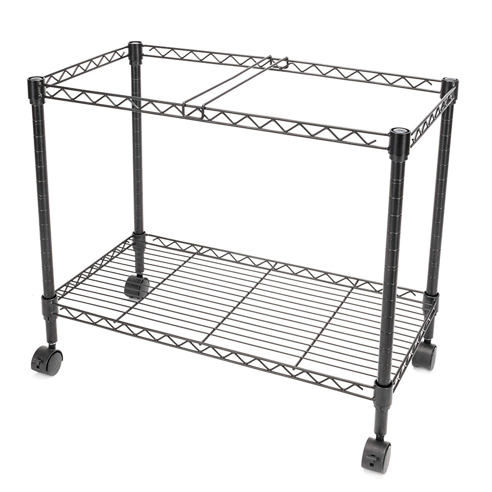 Black Single Tier Metal Rolling Mobile File Cart - 23.6 x 12.6 x 18 Inches (60 x 32 x 46 cm) - Heavy Duty Office Organizer for Documents, Folders & Supplies | Perfect for Home Office, Classroom & Workplace Storage