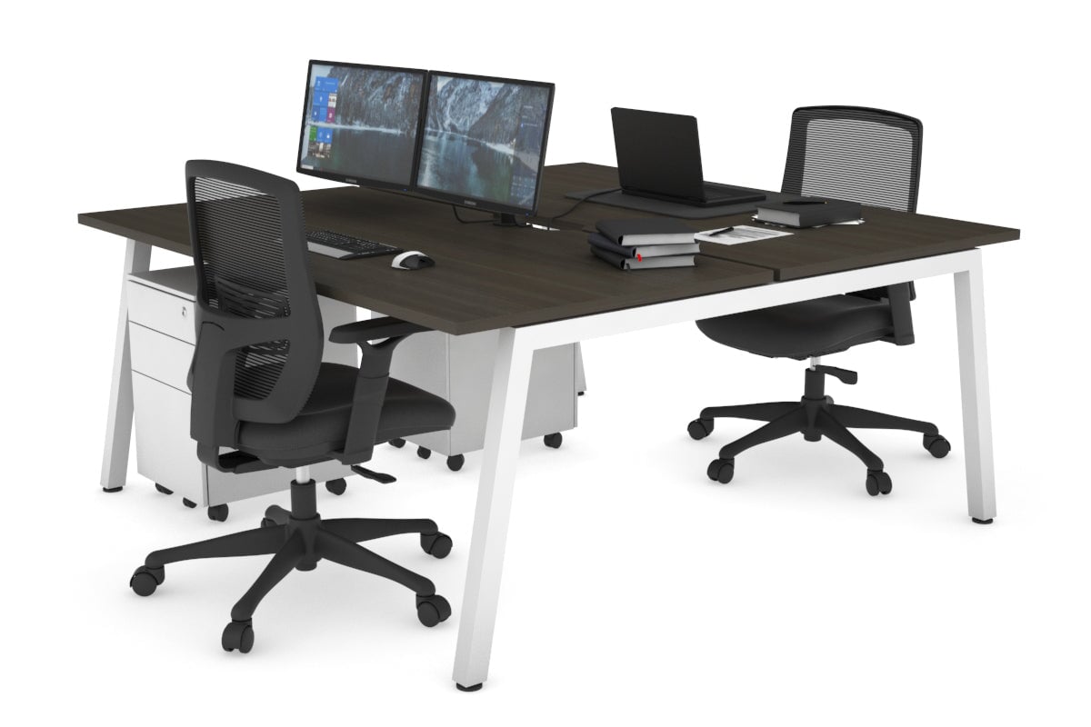 Quadro 2-Person Office Workstation Desk - 1800L x 800W with Cable Management - Perfect for Shared Workspaces & Collaborative Offices