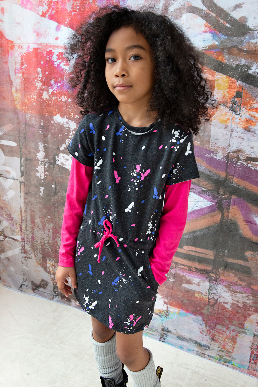Appaman Jess Speckled Charcoal Girls Dress - Stylish & Comfortable Outfit for Playdates, Parties & School Events