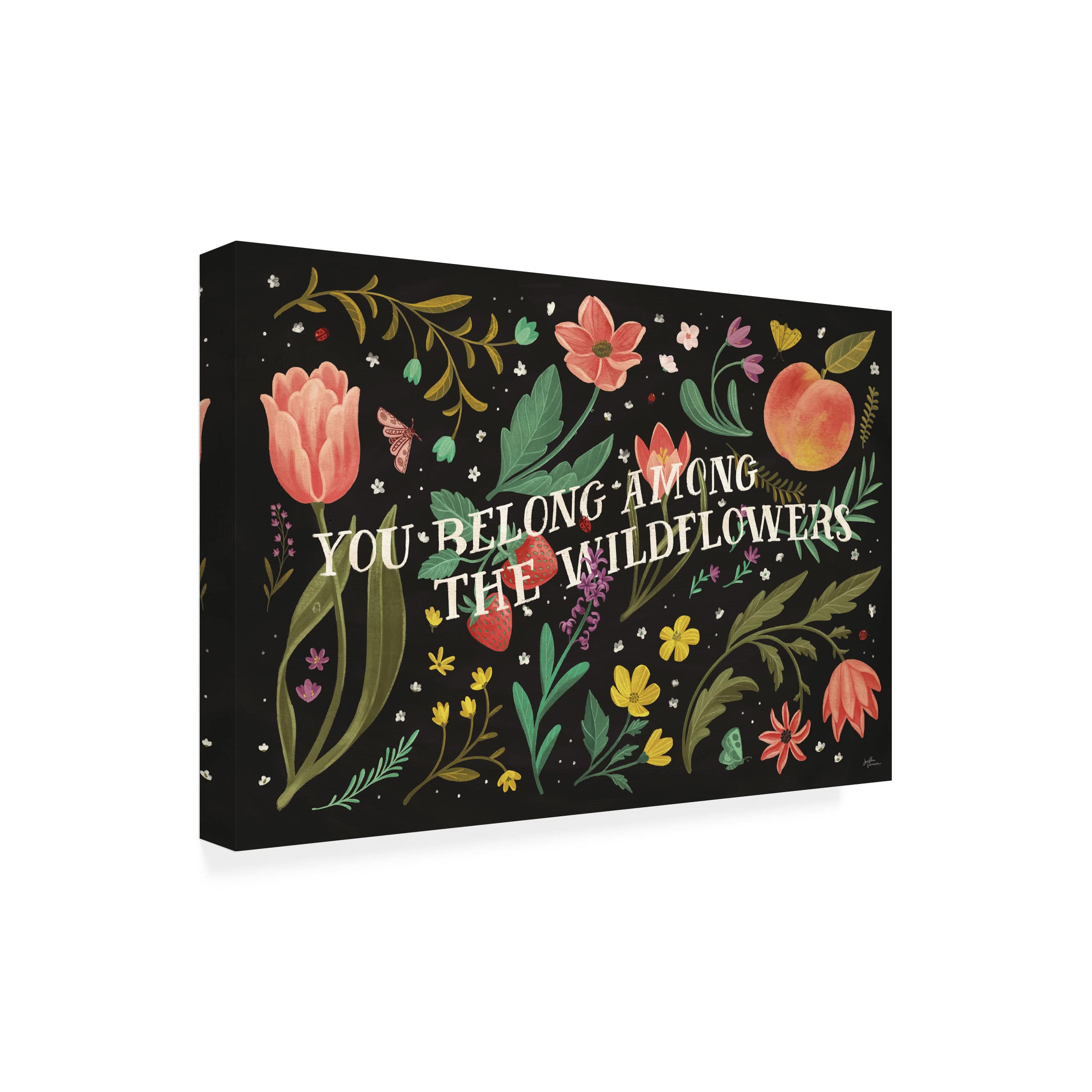 Janelle Penner Spring Botanical IV Black Canvas Wall Art - Modern Floral Home Decor for Living Room, Bedroom & Office - Handmade Framed Painting for Housewarming Gift