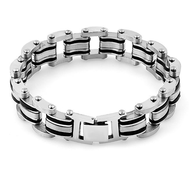 Stainless Steel Rubber Layered Bracelet for Men & Women - Durable Waterproof Fashion Jewelry for Daily Wear, Gym, Workout & Outdoor Activities