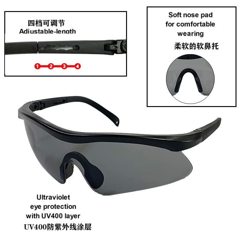 Tactical Shooting Glasses with Telescopic & Rotating Goggles - UV400 Protective Lenses (4 Pack) for Outdoor Sports, Hunting & Airsoft - Anti-Fog, Anti-Scratch & Impact Resistant