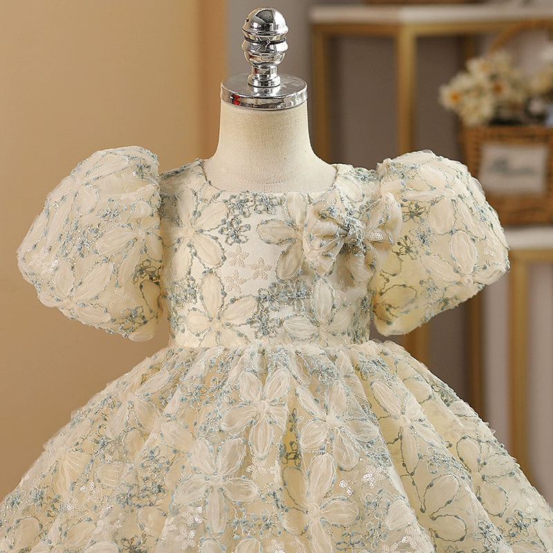 Elegant Baby Girl Party Dress Toddler Puffy Christening Gown - Perfect for Birthday Celebrations, Baptisms, and Special Occasions