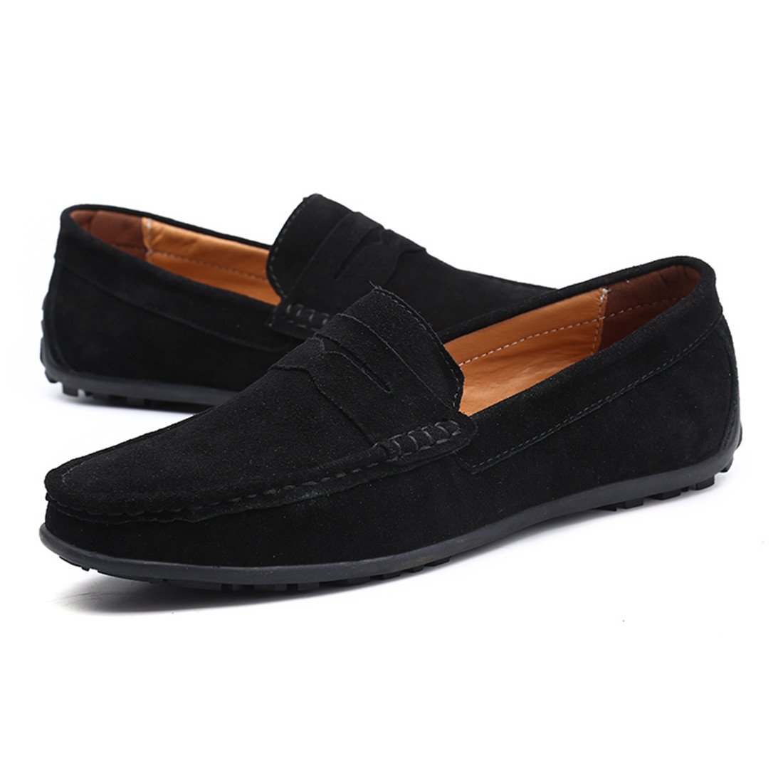 Stylish Men's Suede Leather Penny Loafers - Comfortable Driving Moccasins & Slip-On Boat Shoes for Casual Wear, Office & Outdoor Activities