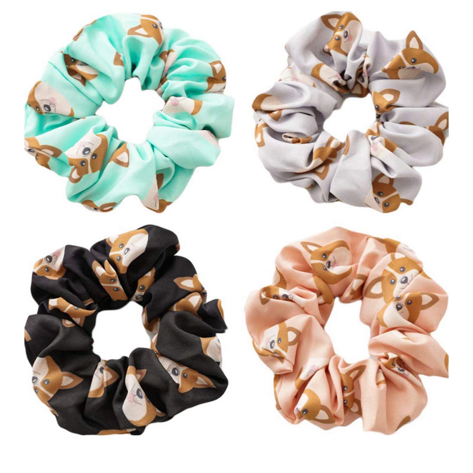 4 Pcs Corgi Hair Ties - Cute Dog Cartoon Scrunchies for Women & Girls - Soft Elastic Hair Bands for Pets & Daily Use - Perfect for School, Work, and Casual Outfits