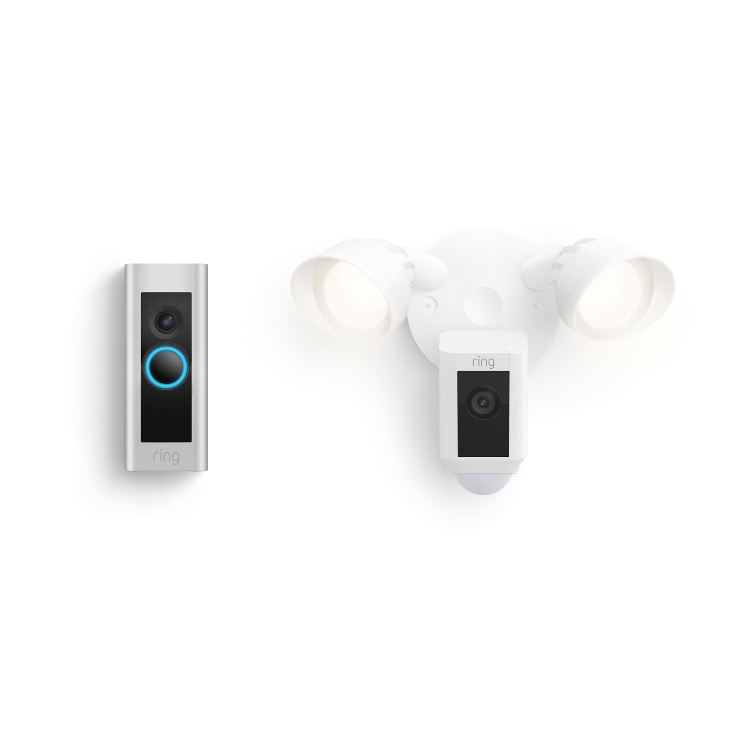 Ring Wired Doorbell Plus with Floodlight Cam - HD Video, Motion Detection, 2-Way Talk - Home Security System for Front Door Protection (White) - Perfect for Houses, Apartments & Smart Home Integration