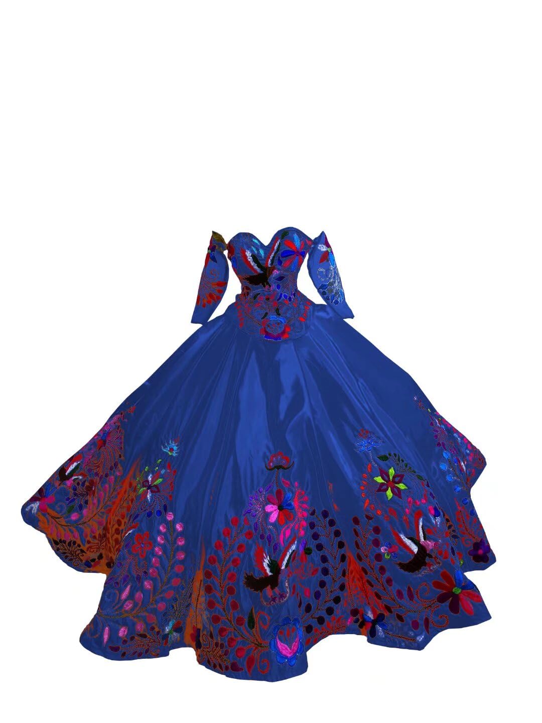 Elegant Embroidered Quinceañera Dress - Charro Style Off-Shoulder Sweet 15 Gown with Sleeves | Perfect for Quinceañeras, Birthday Parties & Special Celebrations in 2025