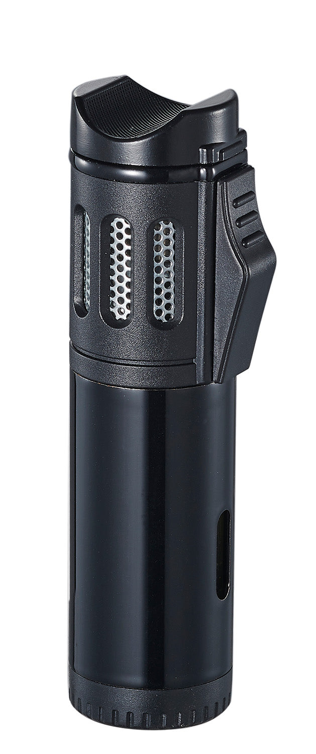Premium Artemis Triple Torch Cigar Lighter - Windproof Butane Lighter for Cigars, Cigarettes & Outdoor Use - Sleek Black Design - Perfect for Smoking Enthusiasts & Gifts
