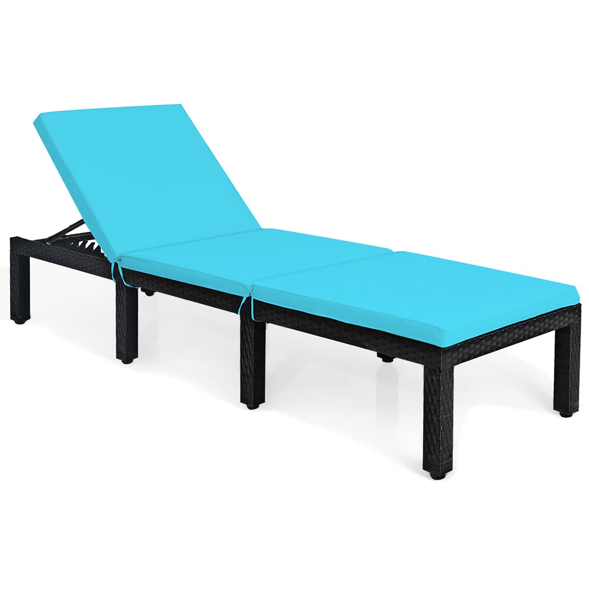 Premium Outdoor Rattan Lounge Chair - Adjustable Reclining Wicker Chaise with Cushion for Patio, Poolside & Garden Relaxation | Durable Weather-Resistant Patio Furniture for Backyard, Deck & Sunbathing