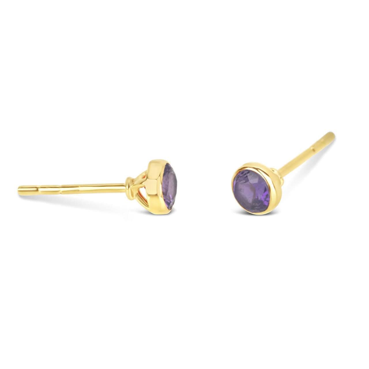Amethyst Mini Stud Earrings 14K Gold Plated February Birthstone Jewelry for Women - Perfect for Gifts, Daily Wear & Special Occasions