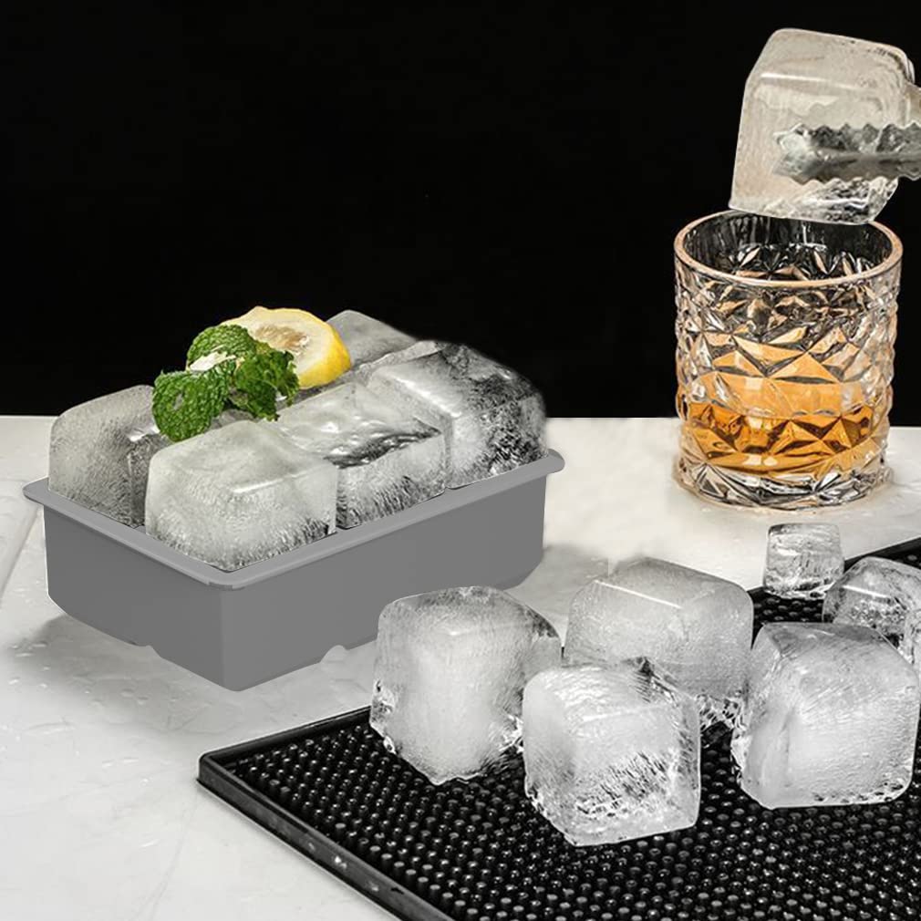 ROTTAY Ice Cube Trays Set of 2 - Sphere Ice Ball Maker & Large Square Ice Mold with Lid for Whiskey, Cocktails, Homemade Drinks | Keep Beverages Chilled | Perfect for Bourbon, Scotch, Iced Coffee & Party Drinks (Grey)