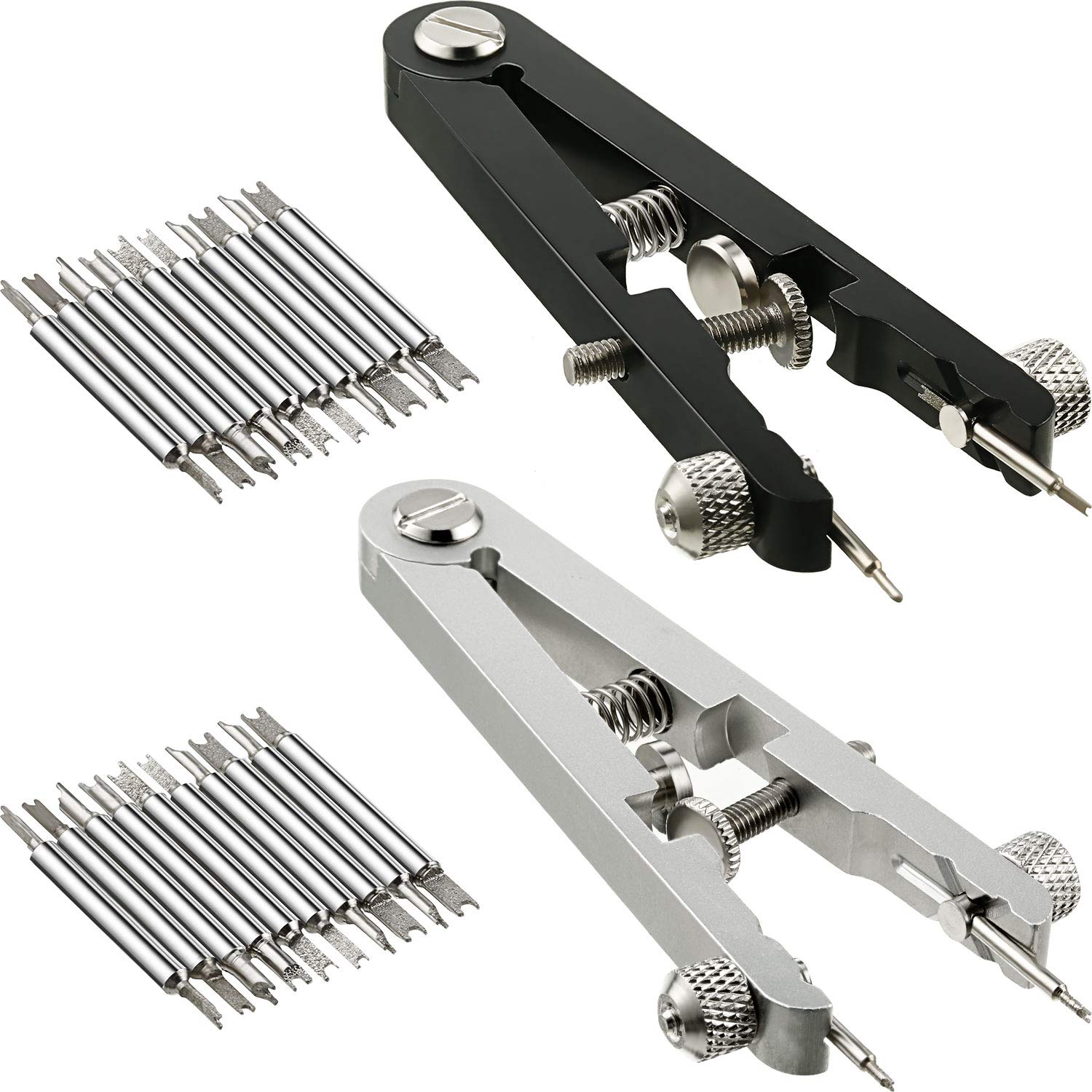 2 Pieces Watch Spring Bar Repair Tool - Spring Bar Tweezer Pliers for Watch Pin Strap Band Removal, Watch Link Remover Set (Black & Silver) - Perfect for Watch Repair, Band Replacement & DIY Adjustments