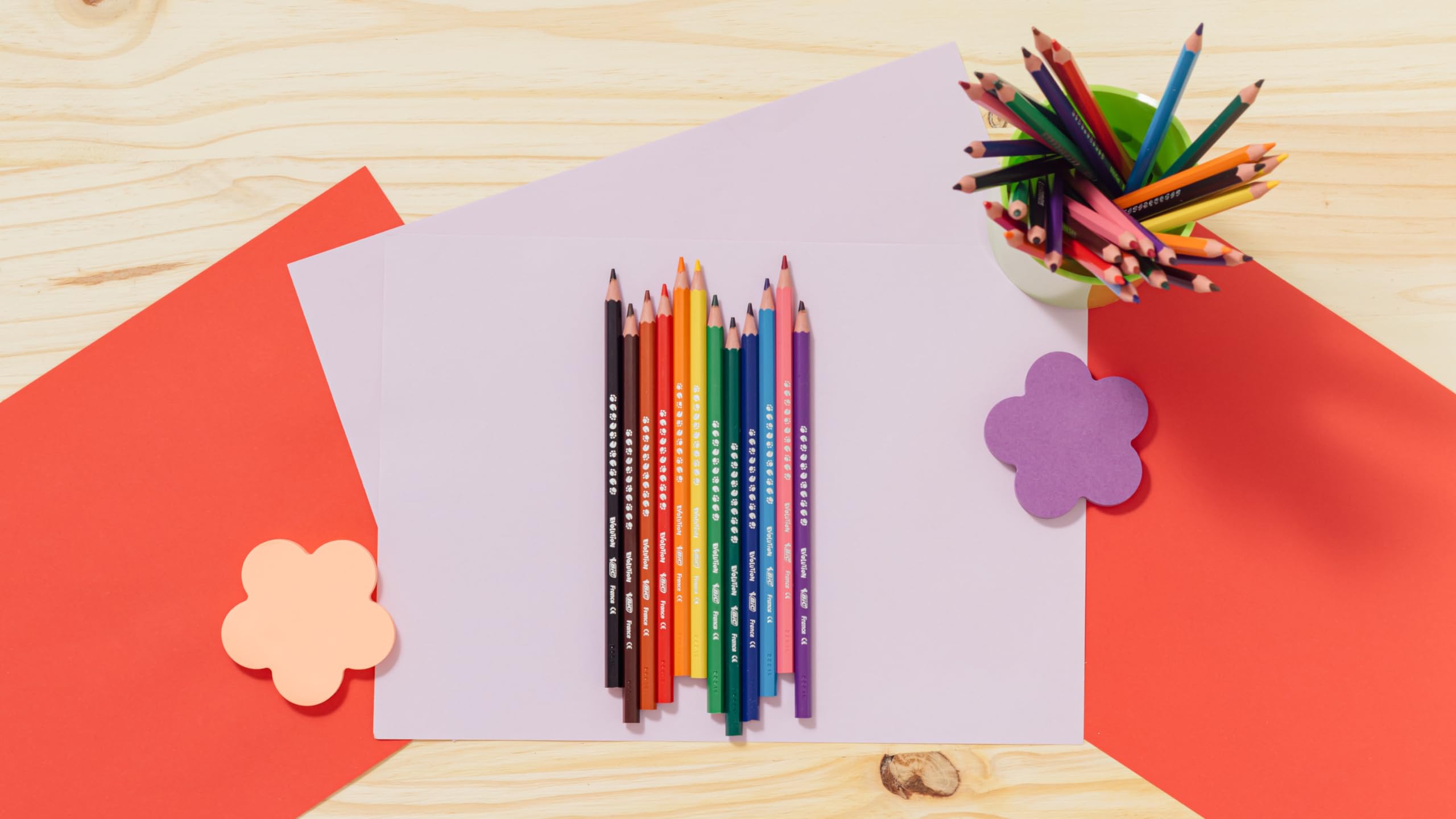BIC Kids Evolution Colored Pencils - 24 Pack of Vibrant, Durable & Easy-to-Sharpen Coloring Pencils for School, Art Class & Home Use | Perfect for Students, Artists & Creative Projects