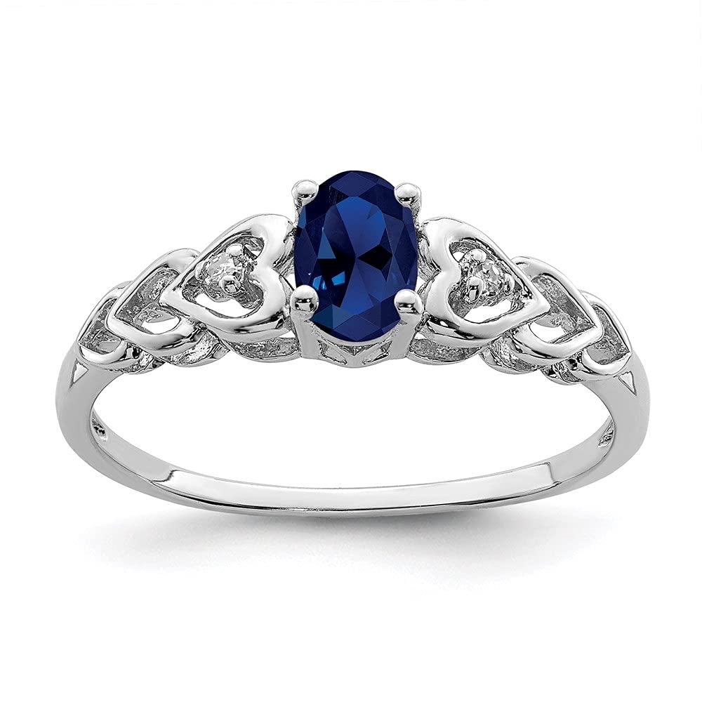925 Sterling Silver Created Sapphire & Diamond Solitaire Ring for Women - Size 10 | Elegant Engagement, Wedding, Anniversary Gift | Durable & Hypoallergenic Jewelry for Everyday Wear