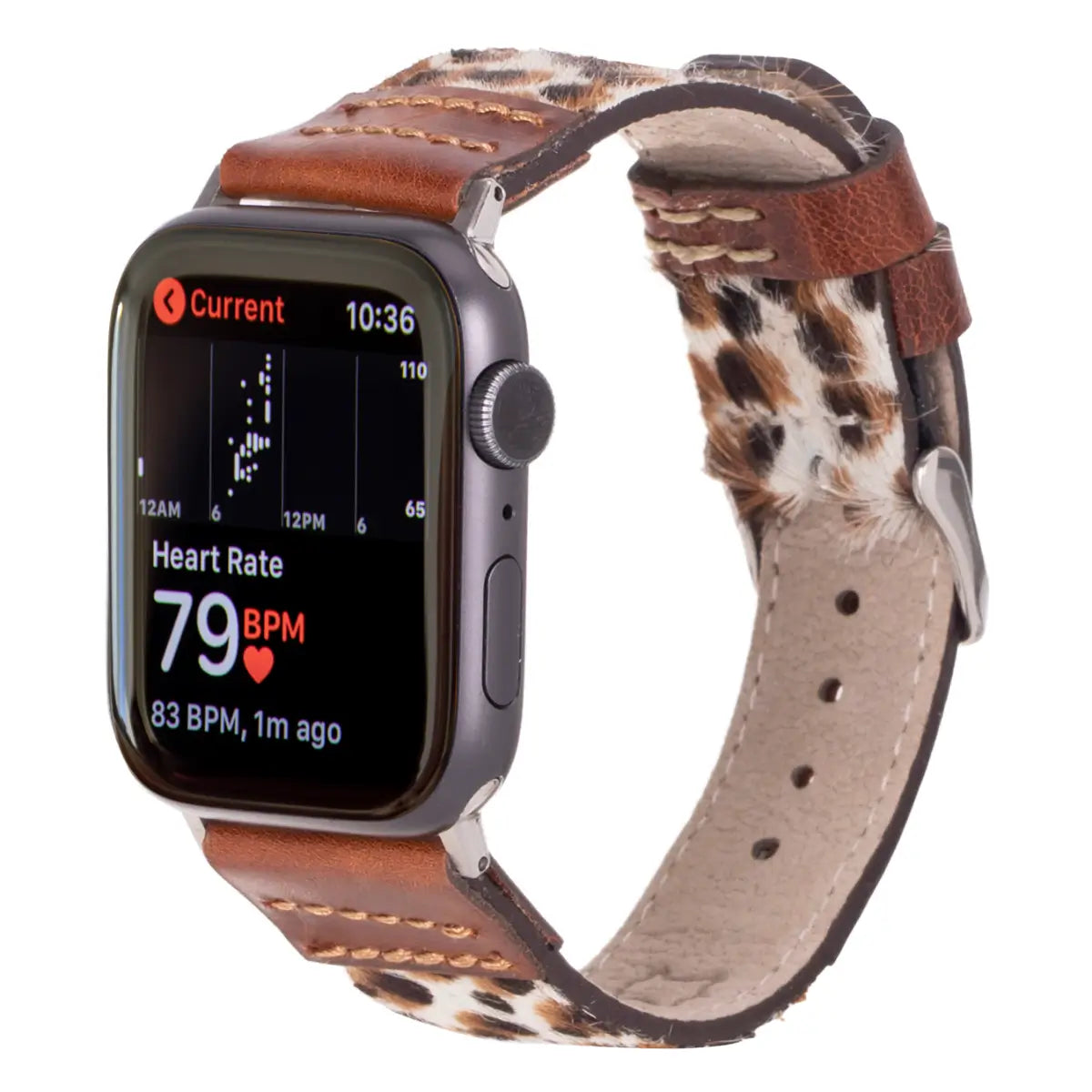 Brown Leopard Print Genuine Leather Sport Band for Apple Watch - Stylish & Durable Replacement Strap for Workouts, Running & Everyday Wear