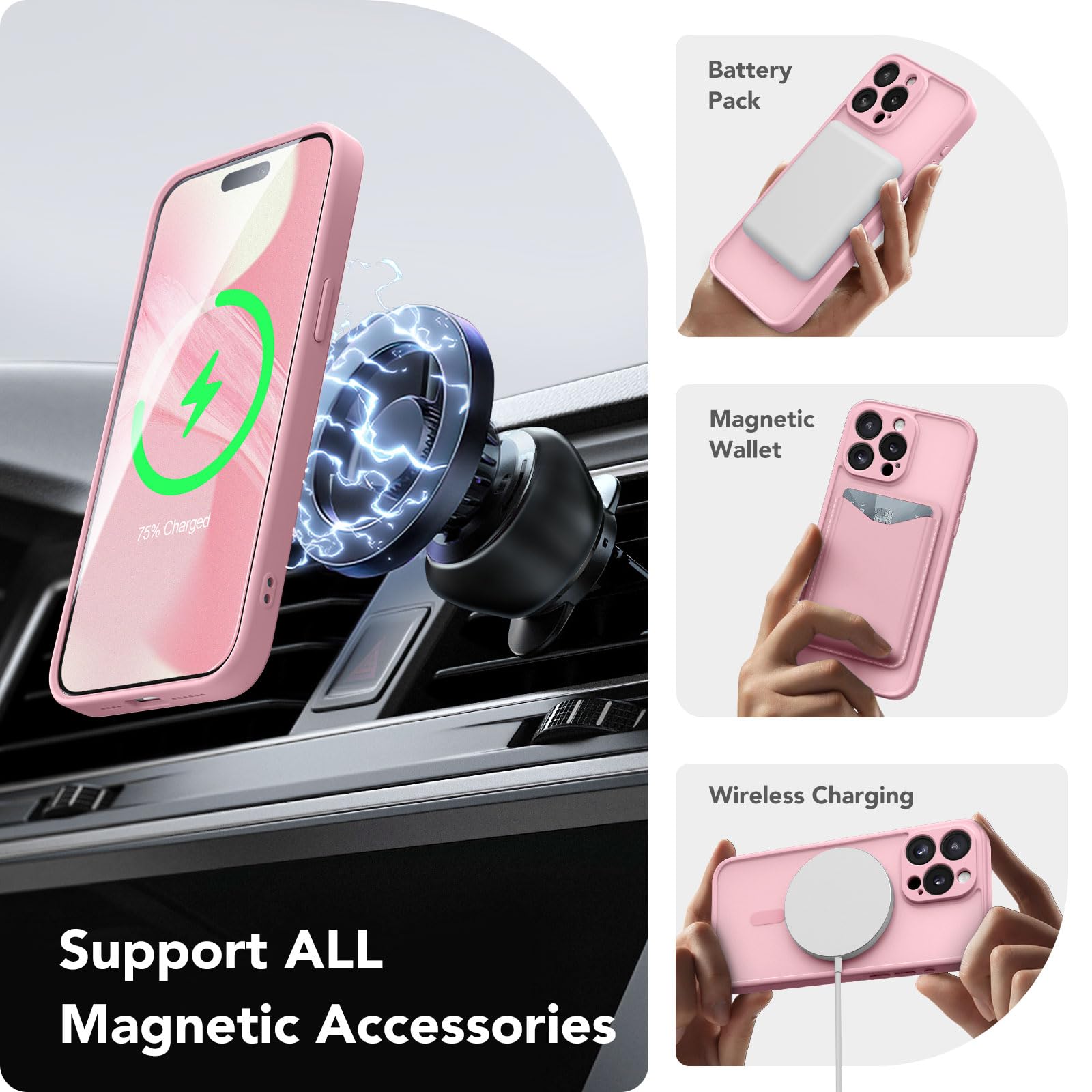 CAPRARO Magnetic iPhone 14 Pro Max Case - Slim Shockproof Protective Cover with MagSafe Compatibility & Full Camera Protection | Translucent Matte Finish for Women | Perfect for Everyday Use, Work & Travel (6.7