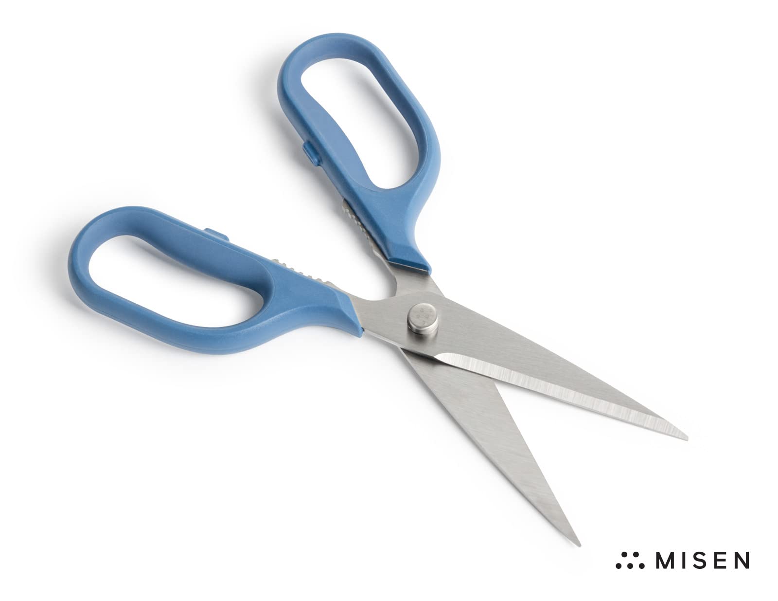 Misen Heavy Duty Kitchen Shears - Professional Stainless Steel Cooking Scissors for Cutting Meat, Poultry, Herbs & Vegetables - Ergonomic Ambidextrous Comfort Grip - Dishwasher Safe Easy Clean - Perfect for Meal Prep, Butchering & Crafting - Blue