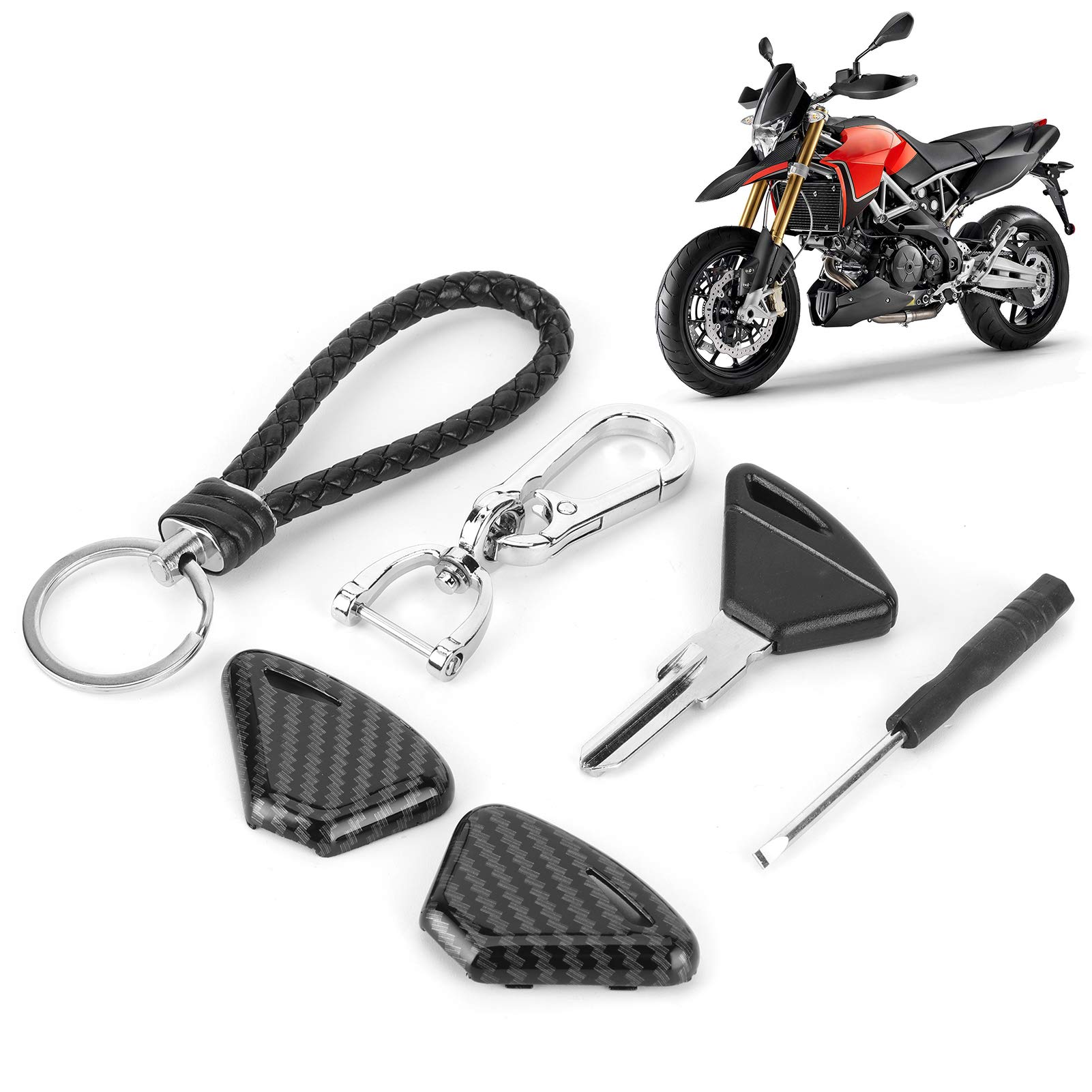 Blank Ignition Key for Aprilia Tuono & Dorsoduro 750/1200 - Uncut Motorcycle Key with Carbon Fiber Cover - Durable Replacement Bike Accessory - Perfect for Key Replacement, Security & Customization