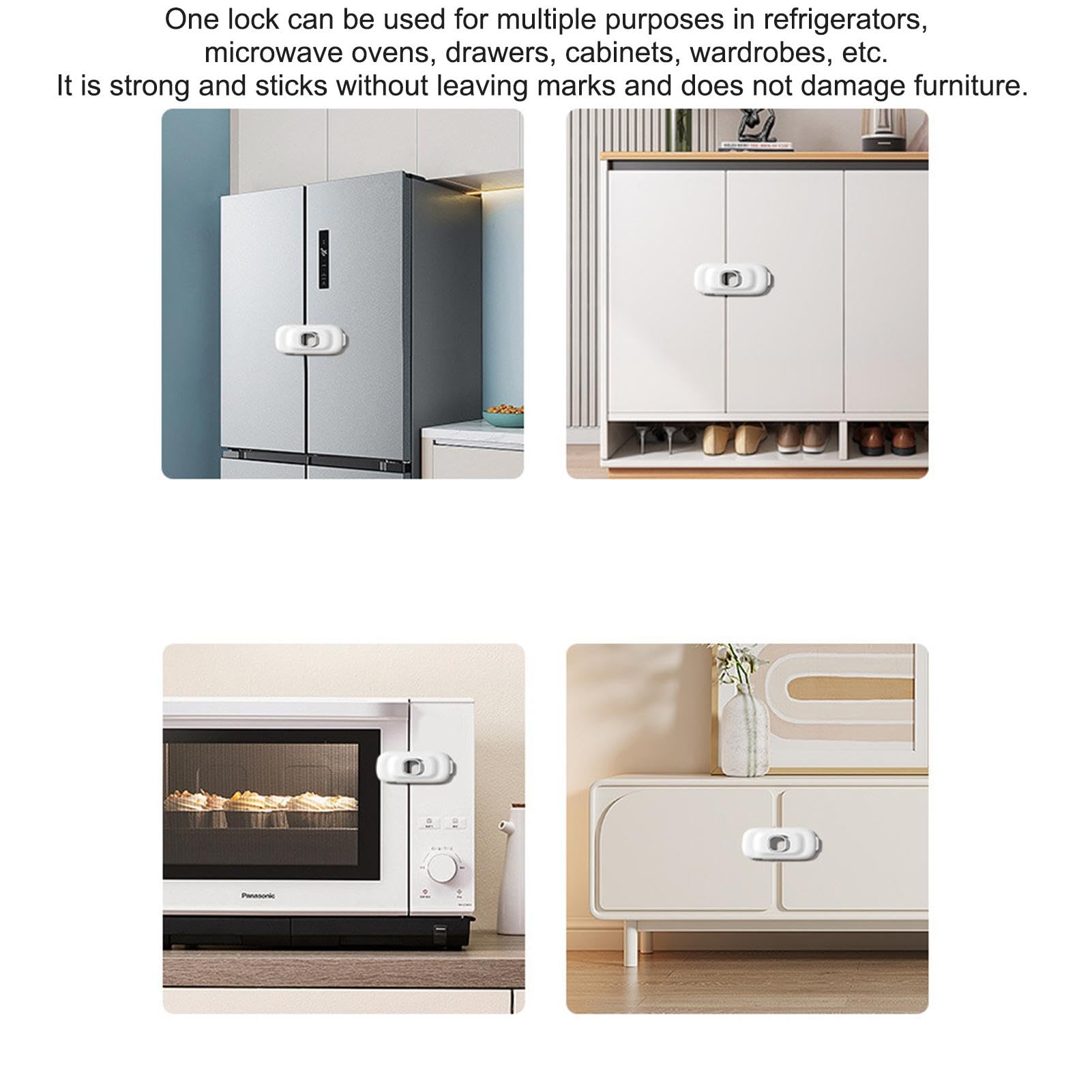 Child Safety Fridge Locks - Baby Proof Refrigerator Latches & Cabinet Locks for Freezer, Oven & Drawers | Secure Home Kitchen Appliances for Toddlers & Kids | Perfect for Childproofing & Home Safety