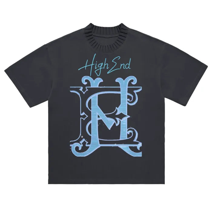 Premium Heavyweight Knitted Round Neck T-Shirt for Men | 305 GSM High-End Brand Label | Casual Wear, Street Style & Layering Essential
