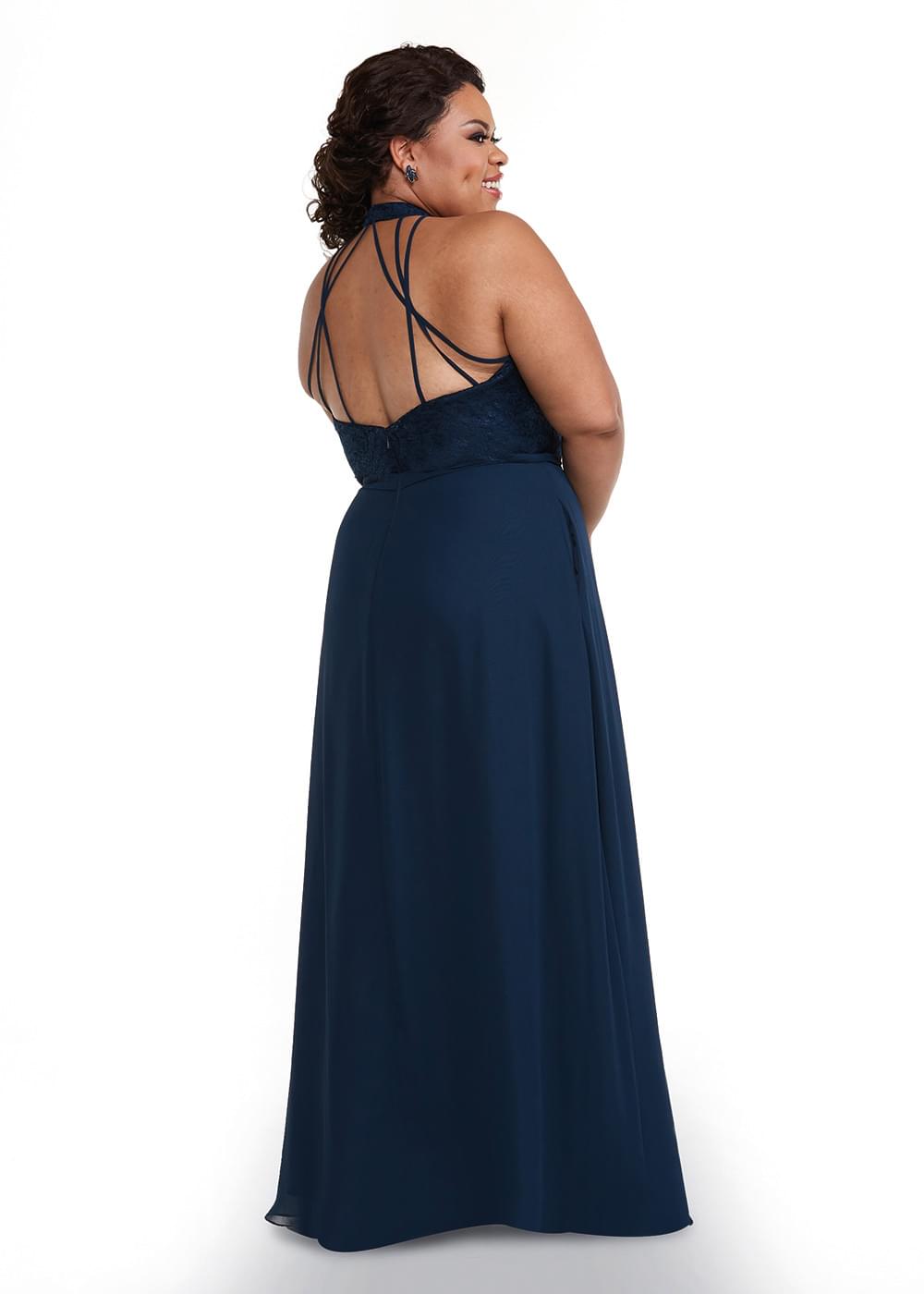 Elegant 80165 Chiffon A-Line Bridesmaid Dress with Lace Halter Neckline - Perfect for Weddings, Formal Events & Special Occasions