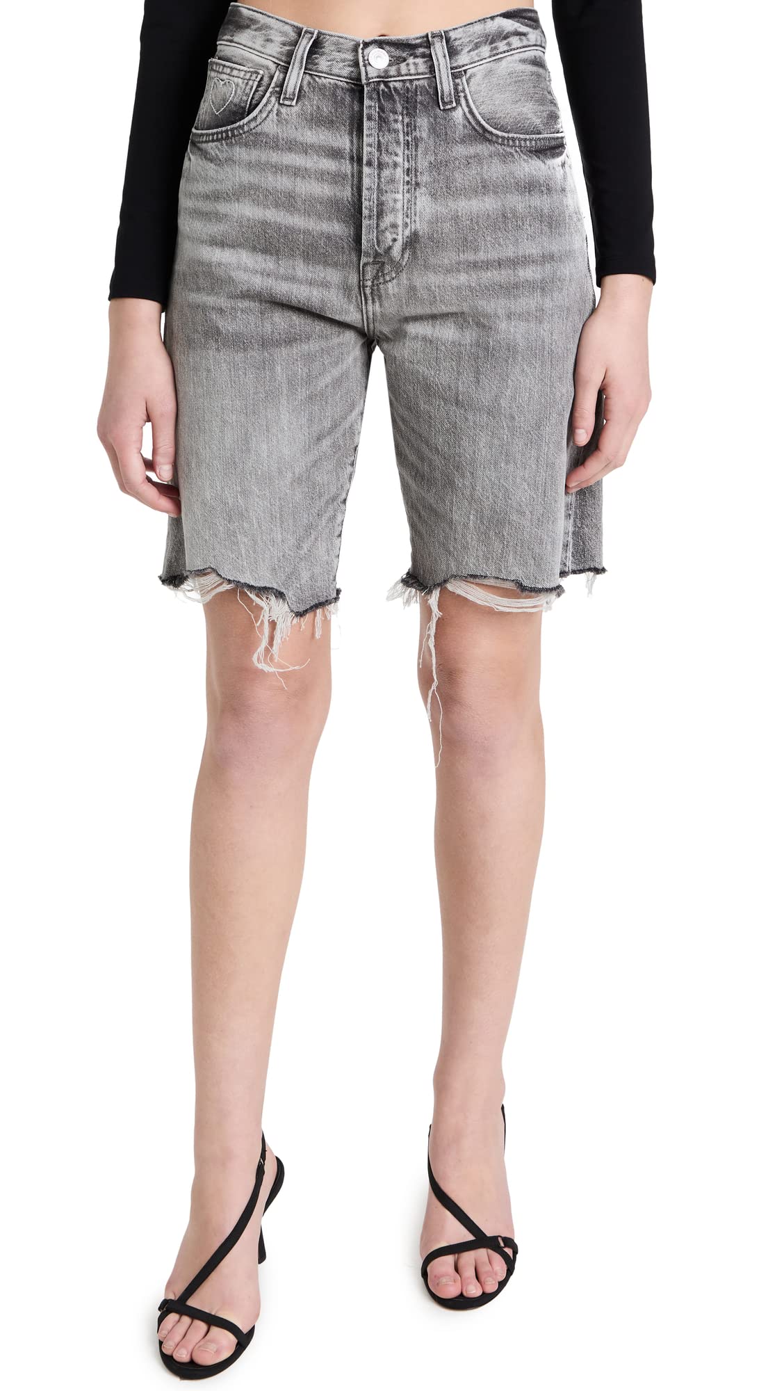 7 For All Mankind Women's Easy James Denim Shorts - High Waisted Distressed Denim Shorts for Women | Perfect for Summer, Beach & Casual Outfits