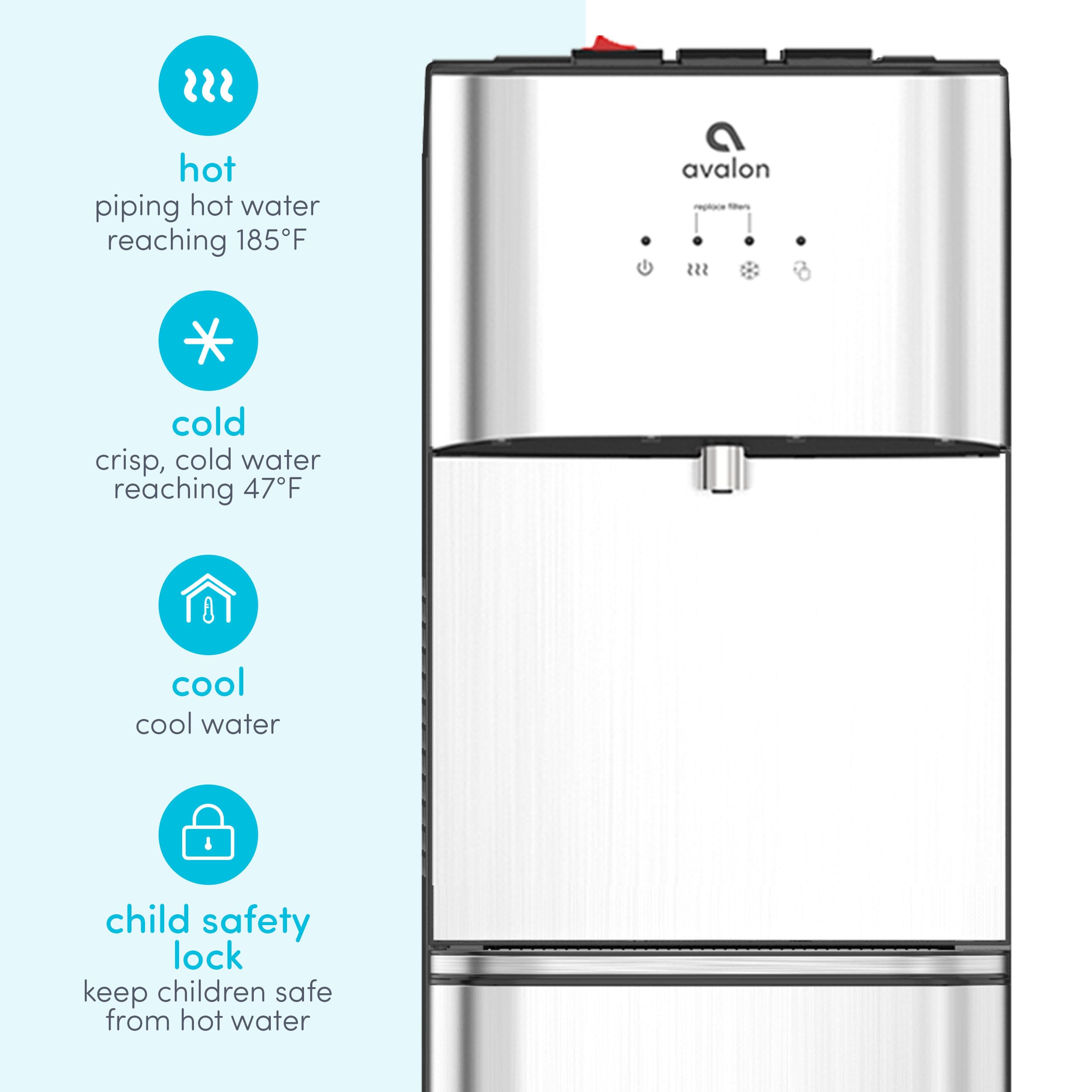 Avalon A3F Bottom Loading Water Cooler Dispenser with BioGuard - 3 Temperature Settings & UL Certified Filter - Perfect for Home, Office, and Gym Hydration