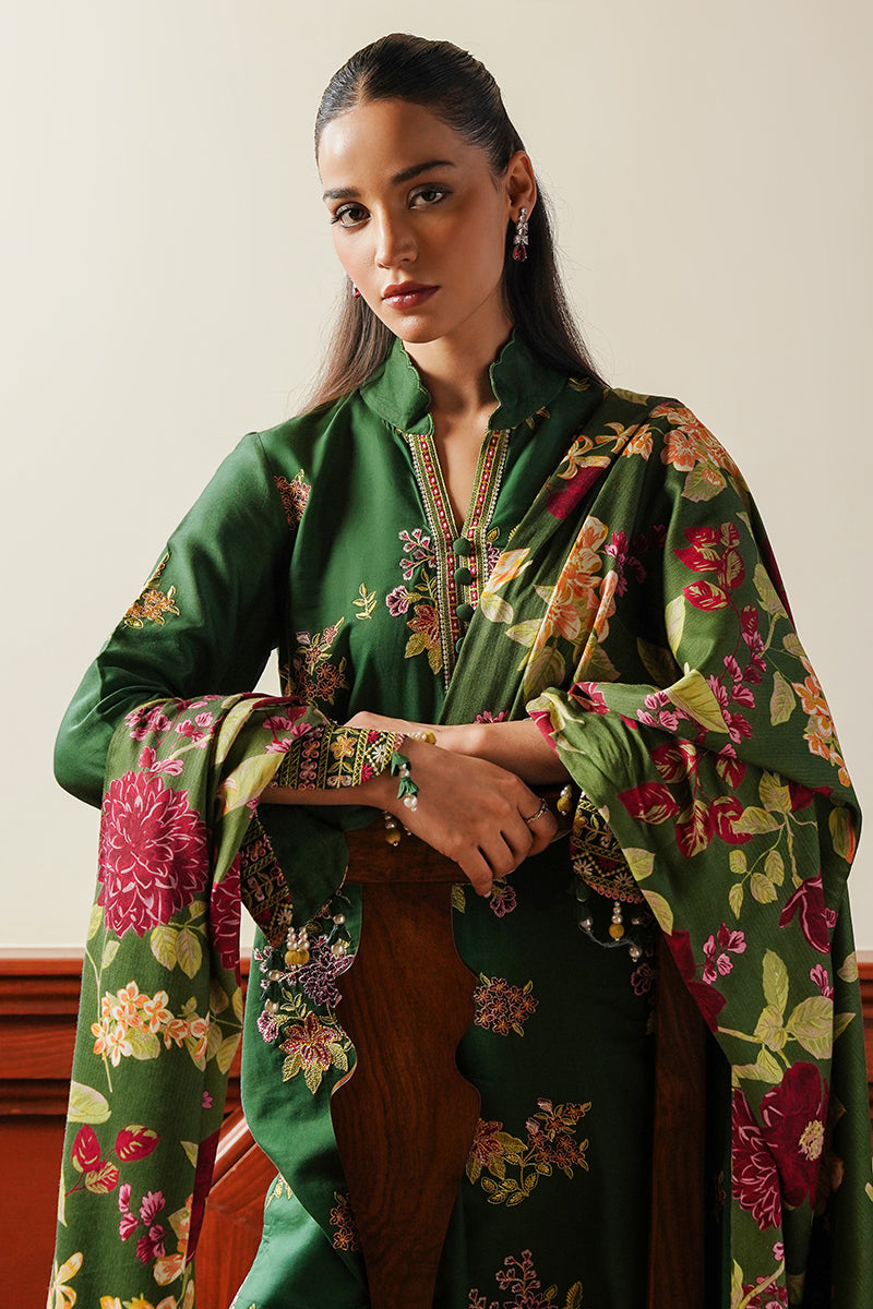 GREEN OASIS 3-Piece Satin Embroidered Suit Set for Women | Elegant Formal Outfit | Perfect for Weddings, Parties & Special Occasions